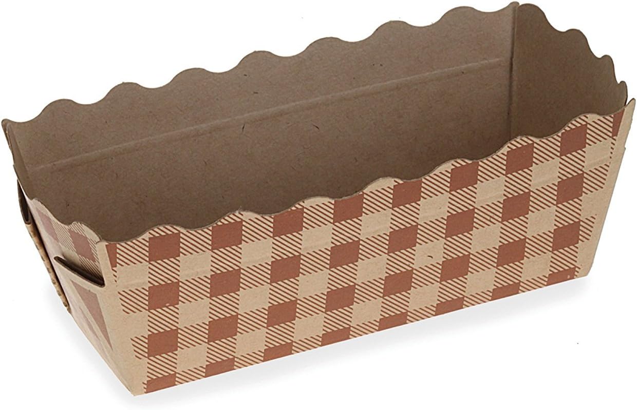 BT8143 Check Paper Mini-Loaf Pan 4 Ounce Volume, 3.2 Inch x 1.2 Inch x 1.4 Inch High - Pack of 50