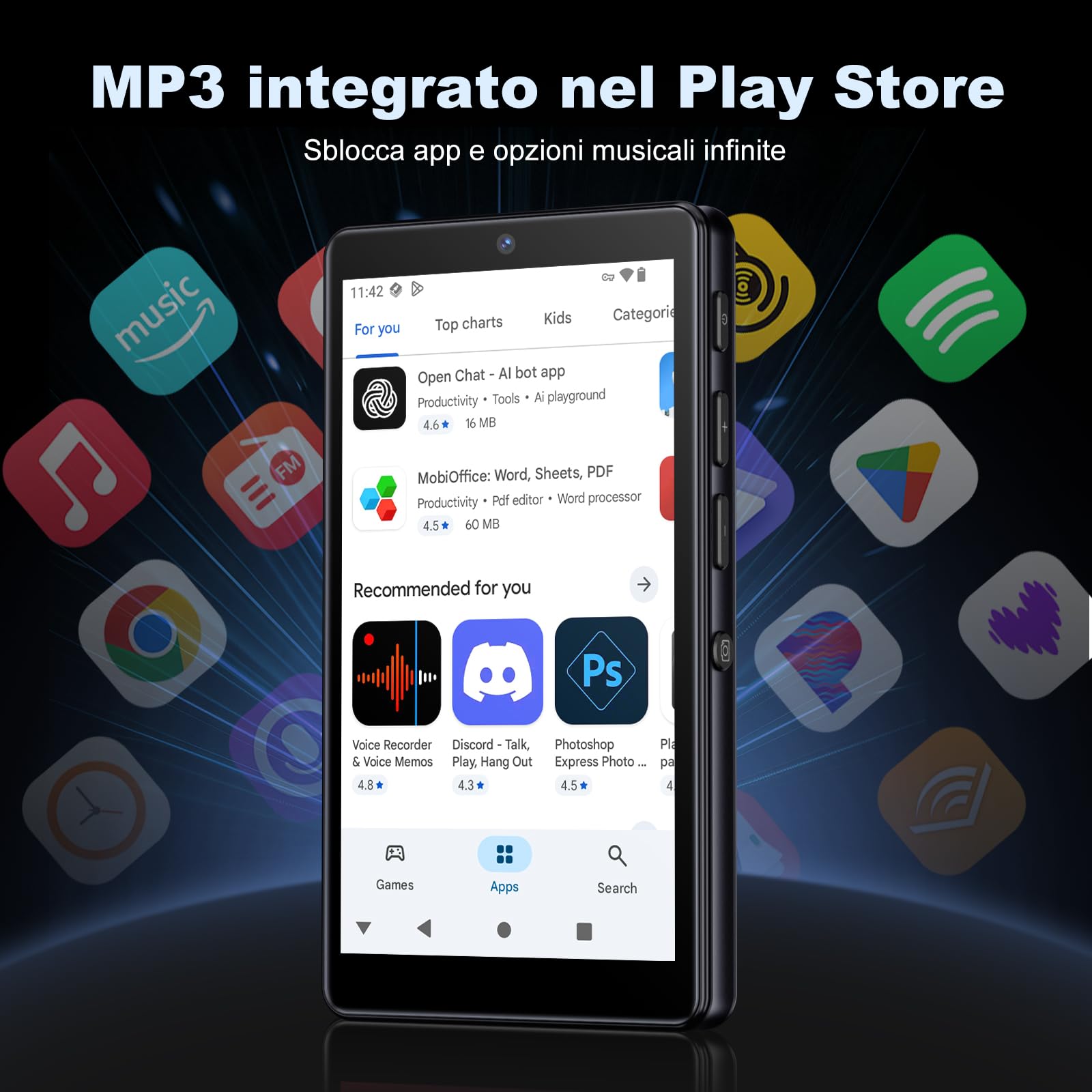 80Go Lecteur MP3 avec Bluetooth et WiFi, Lecteur de Musique Mp3 et Mp4