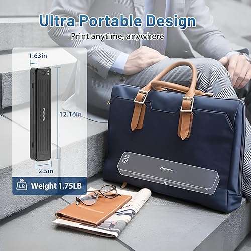 Miniatura 6 de Phomemo Impresoras portátiles inalámbricas para viajes, impresora de transferencia térmica Bluetooth P831 compatible con 8.5 x 11 pulgadas, carta de