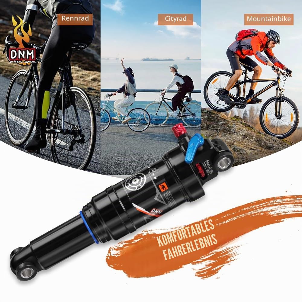 DNM AO-38RC MTB-Hinterrad-Stoßdämpfer Fahrrad Luft-Hinterrad-Stoßdämpfer Rückstoß/Lock Out - Manuelle Fernbedienung - Einstellbarer Luftdruck (210 x 53 mm (8,27" x 2,09"))