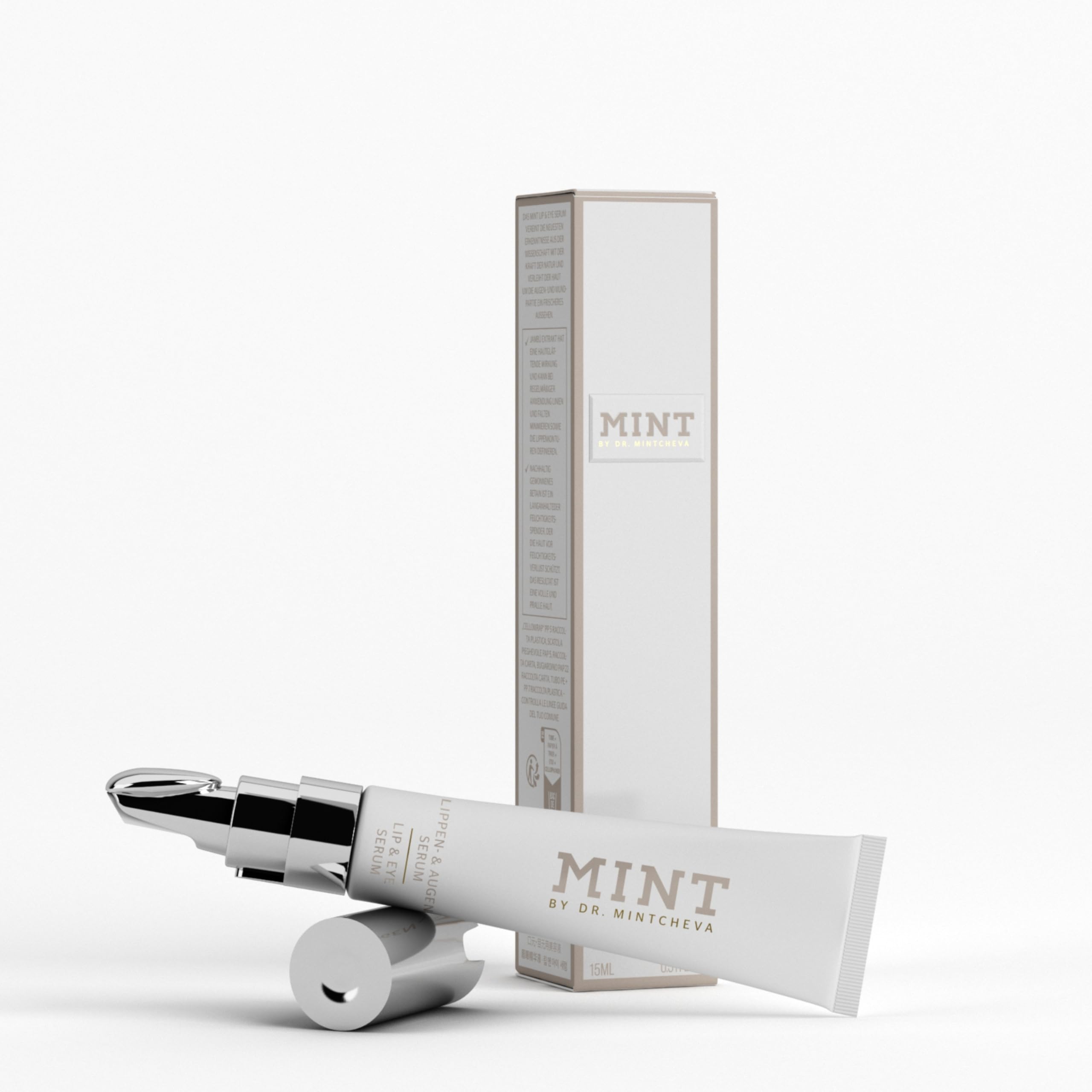 Mint Lip & Eye Serum (15 ml) – kuracja przeciwstarzeniowa z ekstraktem z jambú, betainą i witaminą E – 96% naturalnych składników – wegańskie