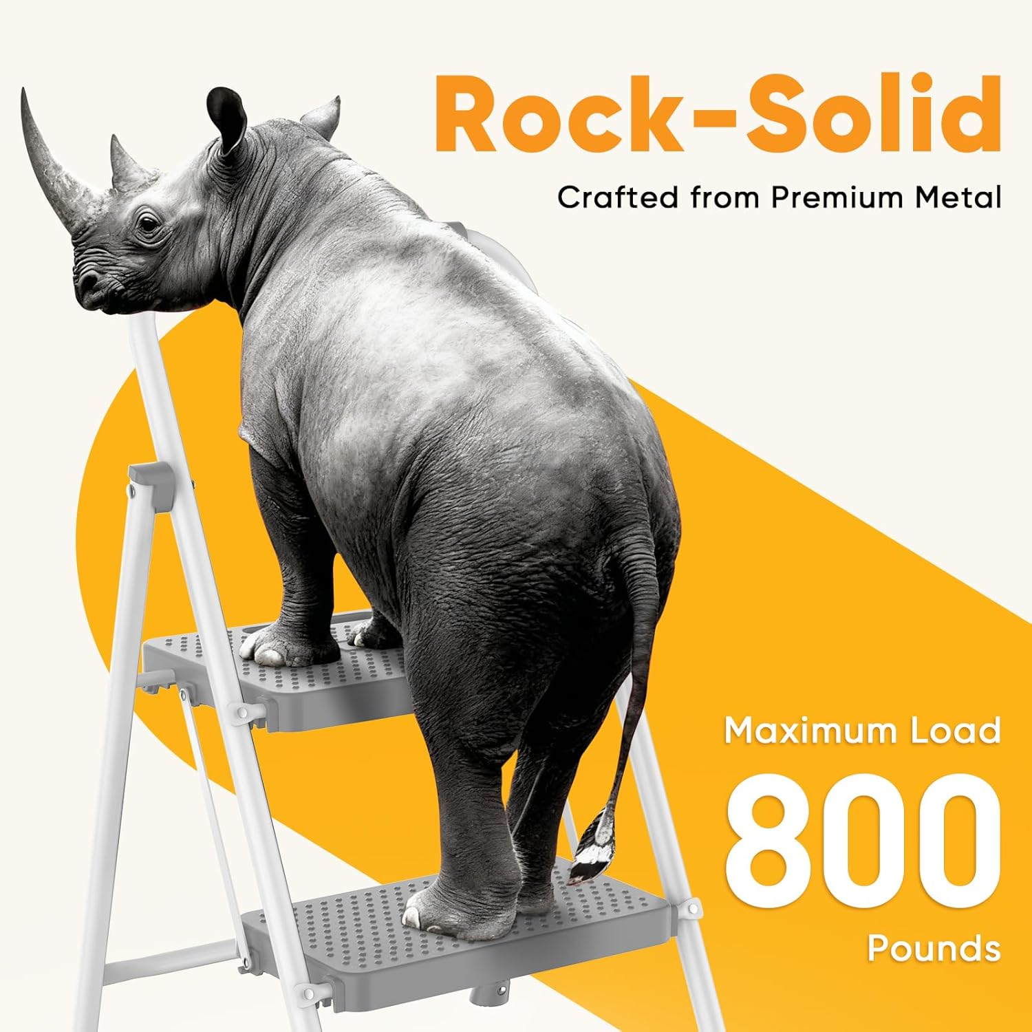 NEWBULIG 2 Step Step Ladder, Folding Step Stool with Anti-Slip Pedal, Steel Lightweight Closet Kitchen Ladder Step Stool for Adults, Grey