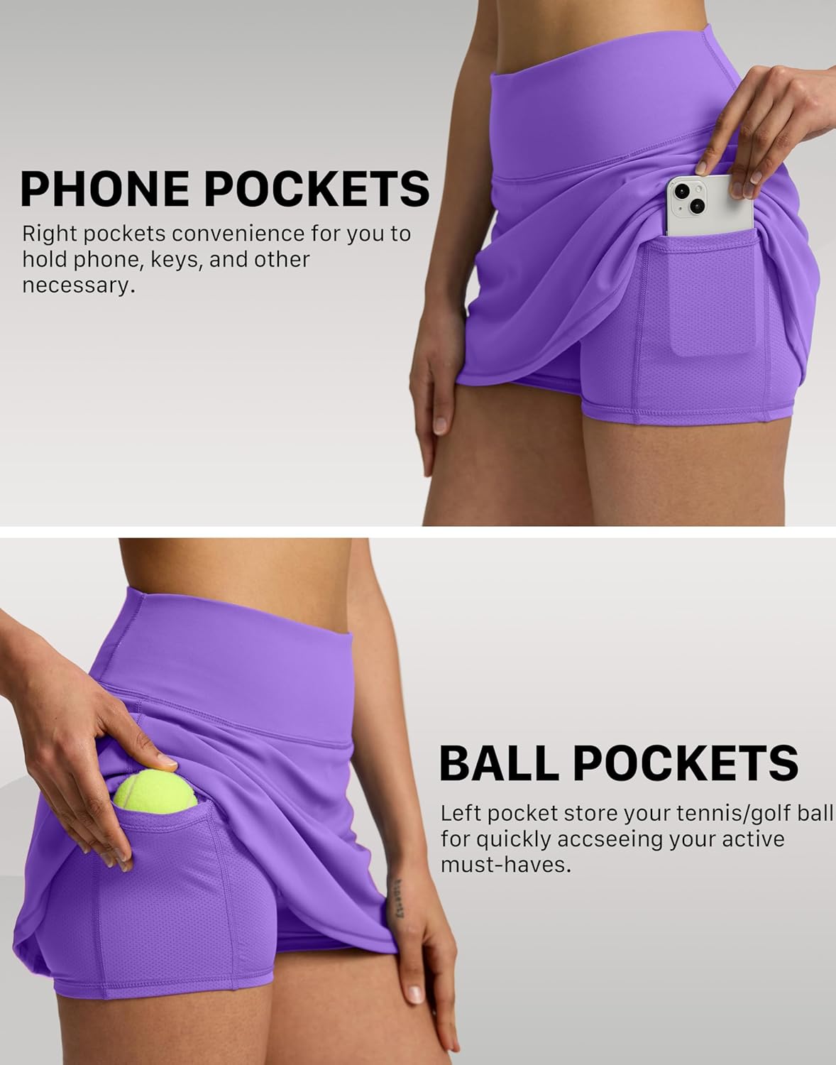 Soothfeel Tennis Skirts for Women 14.5" High Waisted Golf Skirt with Shorts Pockets Workout Athletic Skorts for Woman - Image 4