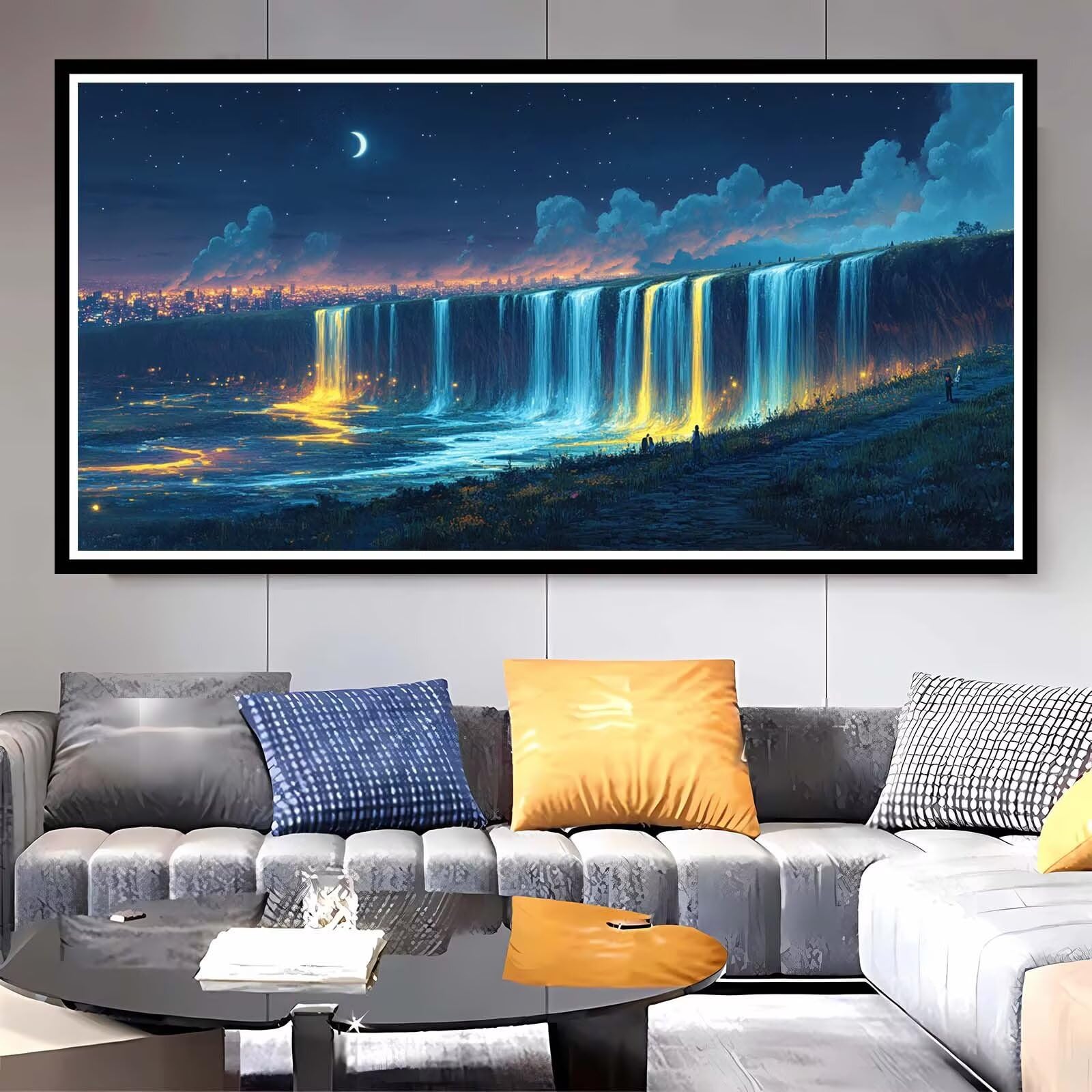 Peinture Numero Enfant Ciel étoilé Peinture par Numero Adulte Automne Paint by Numbers Kits Facile Toile Huile Painting à la Main avec Pinceaux Artisanat pour la Décoration 70x140cm Sans Cadre-KL905