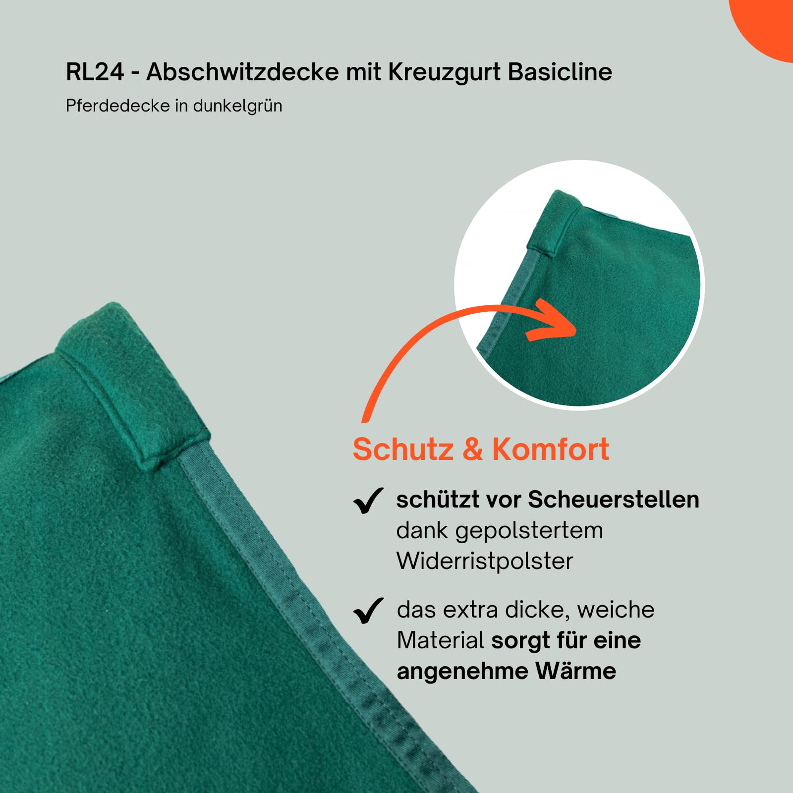 RL24 - Abschwitzdecke mit Kreuzgurt BASICLINE dunkelgrün 145cm