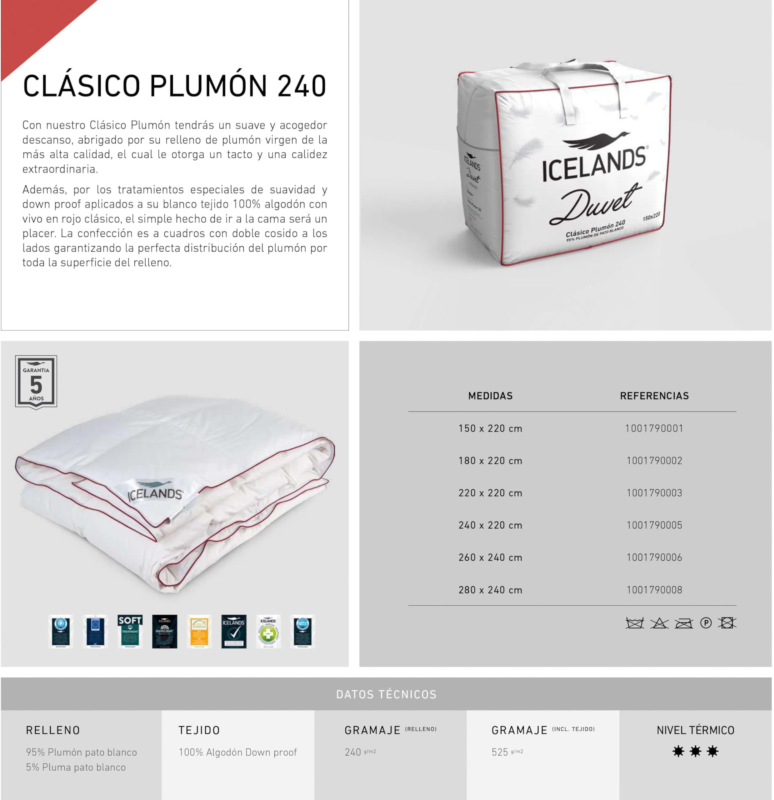 Icelands Relleno Nordico, color blanco, 240 x 220 cm