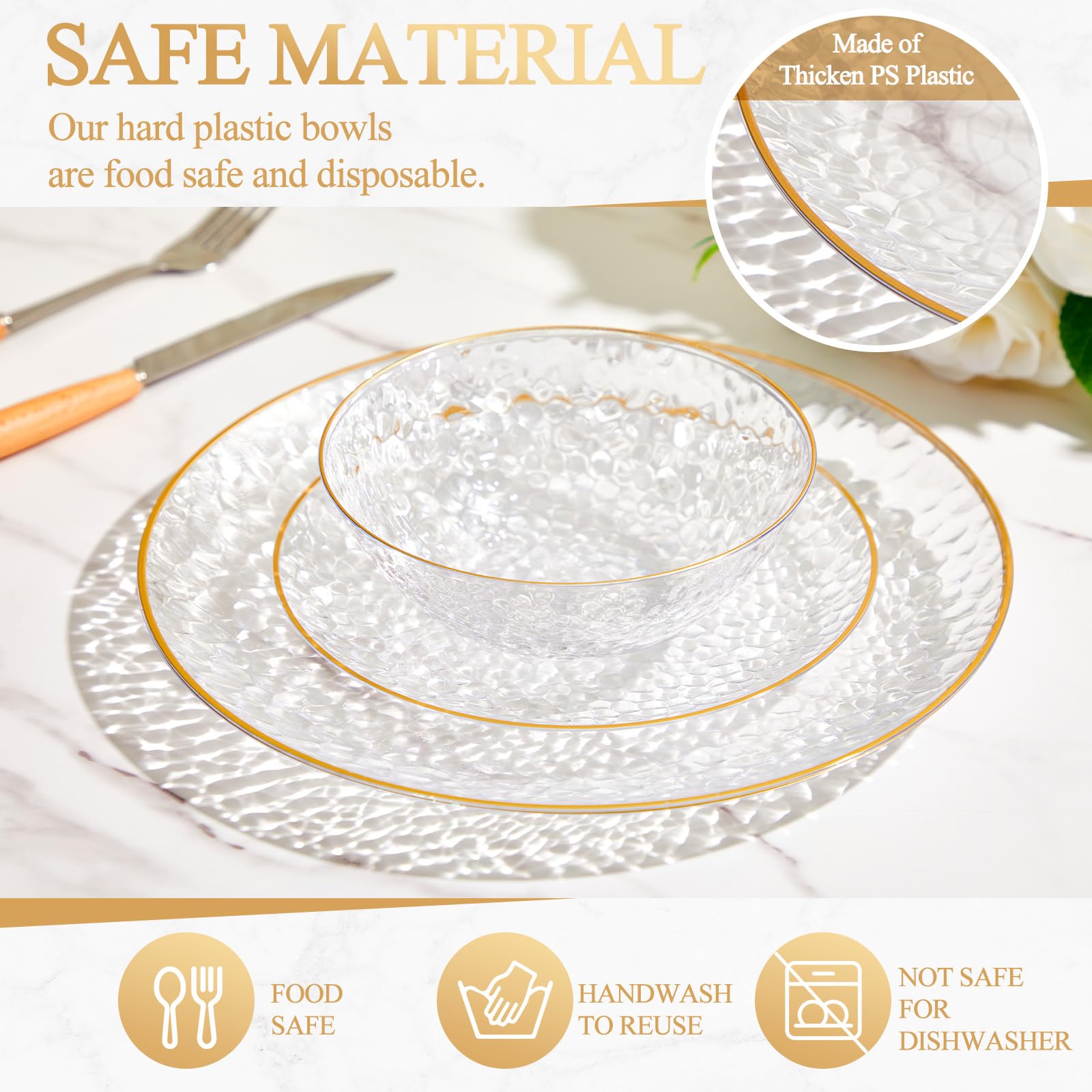Havawish 90 Pcs Clear Plates & Bowls - 30 Guests -3