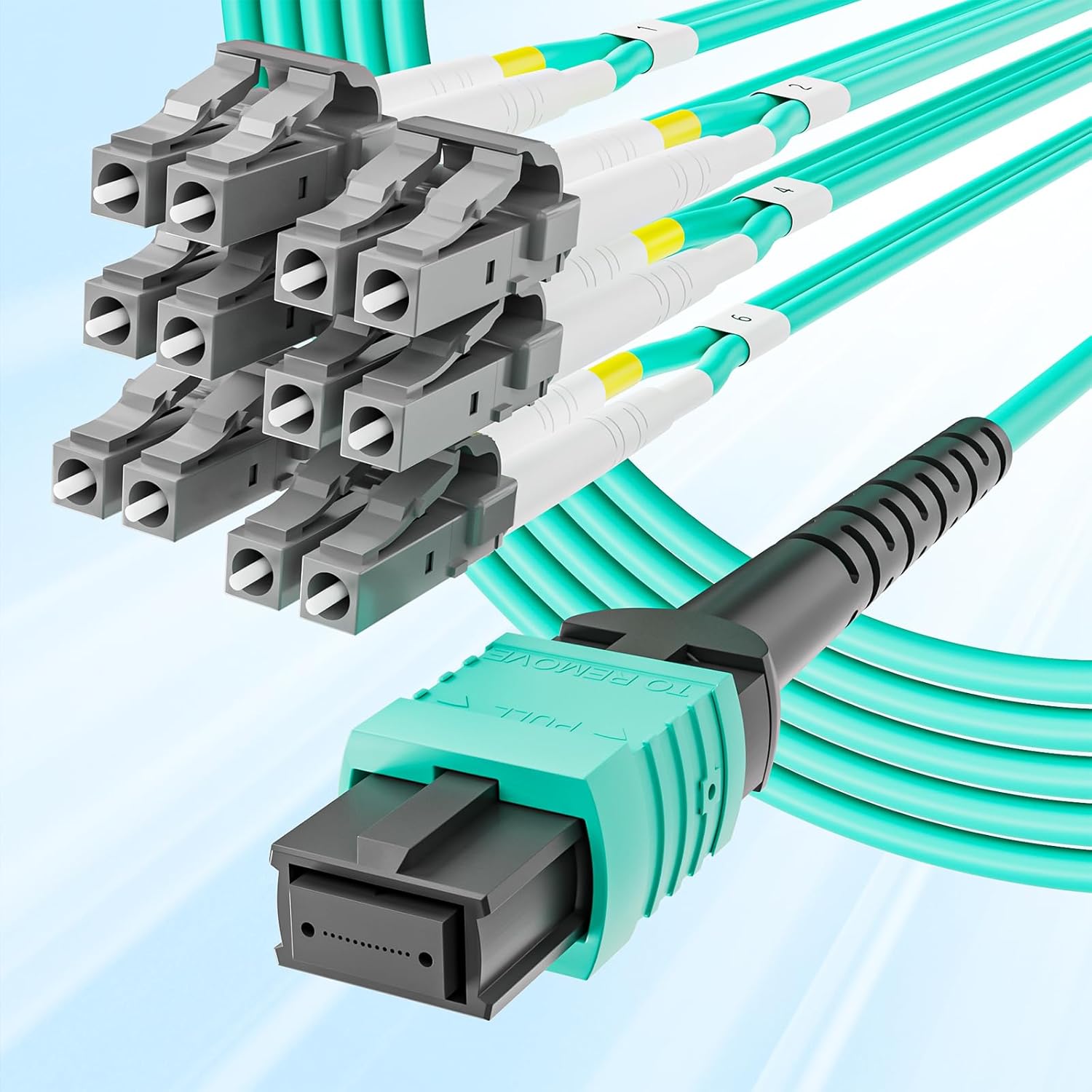 10Gtek 12-Core MPO Female to 12x LC Duplex OM3 Multimode Fan-Out Cable, 10 ft (3m) Overall, 0.5m Breakout, Polarity B, Low Insertion Loss, for 40G/100G QSFP Transceivers