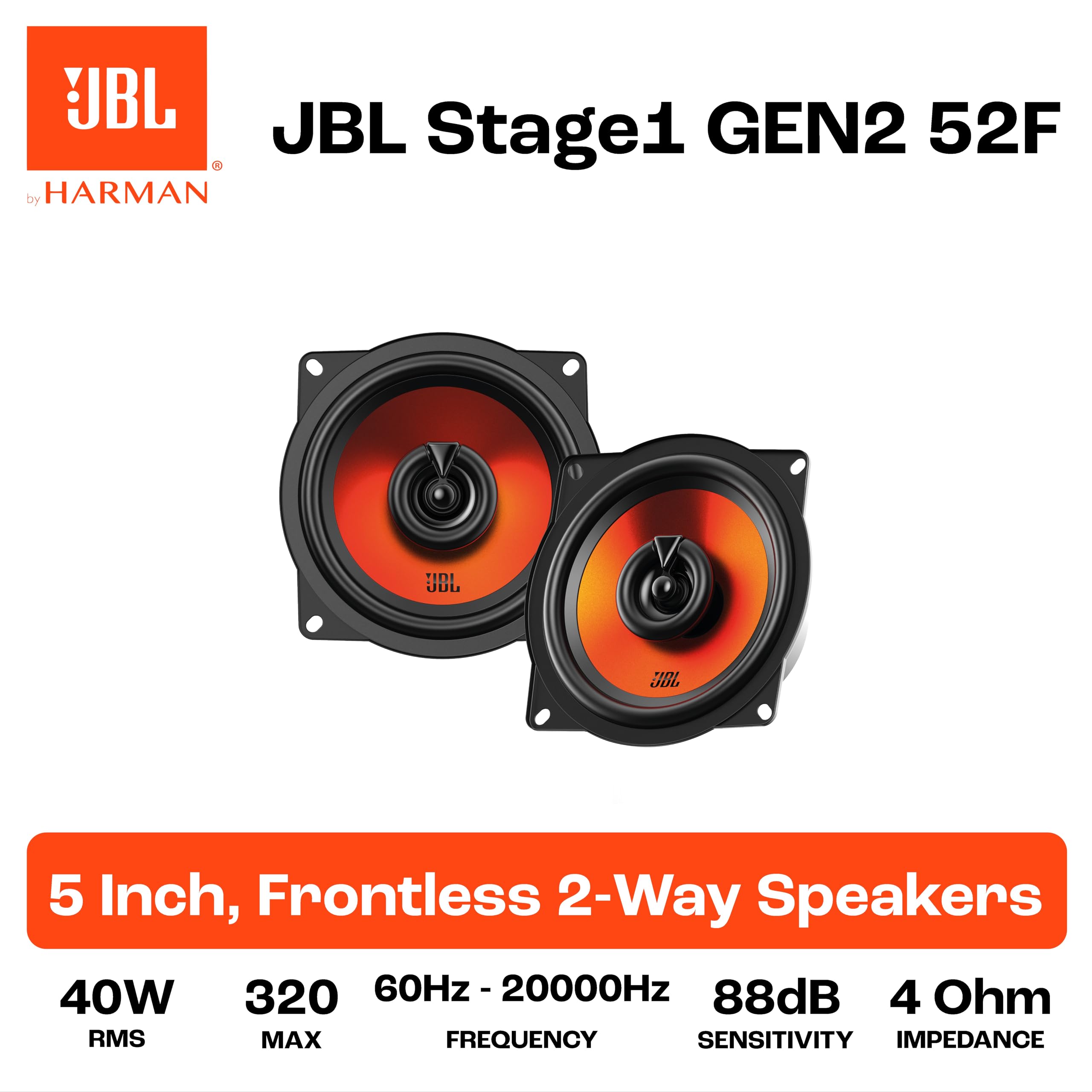 JBL Stage1 GEN2 52F – 5.25 Inch (130mm) 2-Way Coaxial Car Speakers
