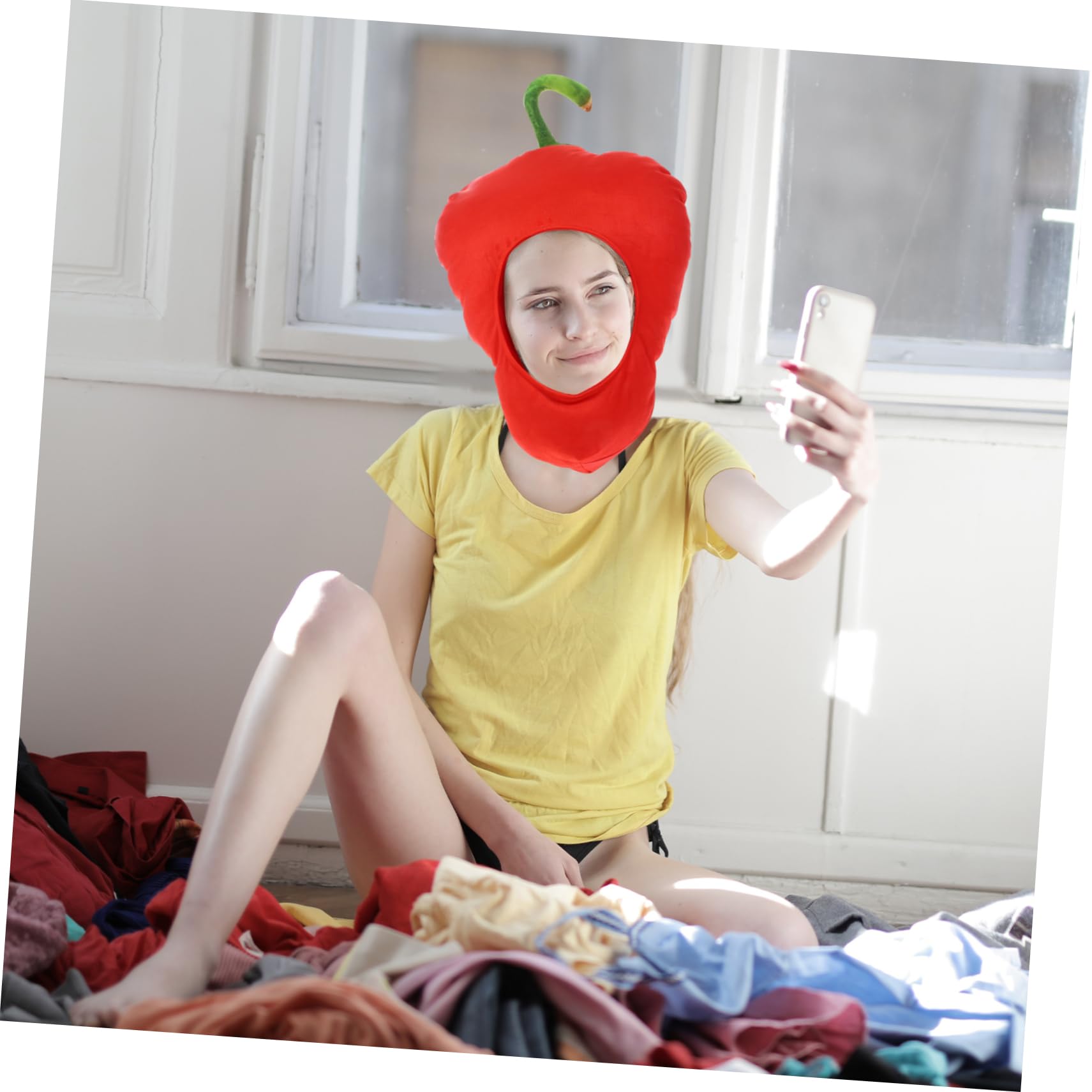 ibasenice 2 Piezas Capucha De Pimiento Rojo Simulada. Ropa Pimientos Pepperoncini Sombrero De Cosplay De Peluche Sombreros De Cosplay Tocado Festivo Sombrero De Foto Felpa Dibujos Animados