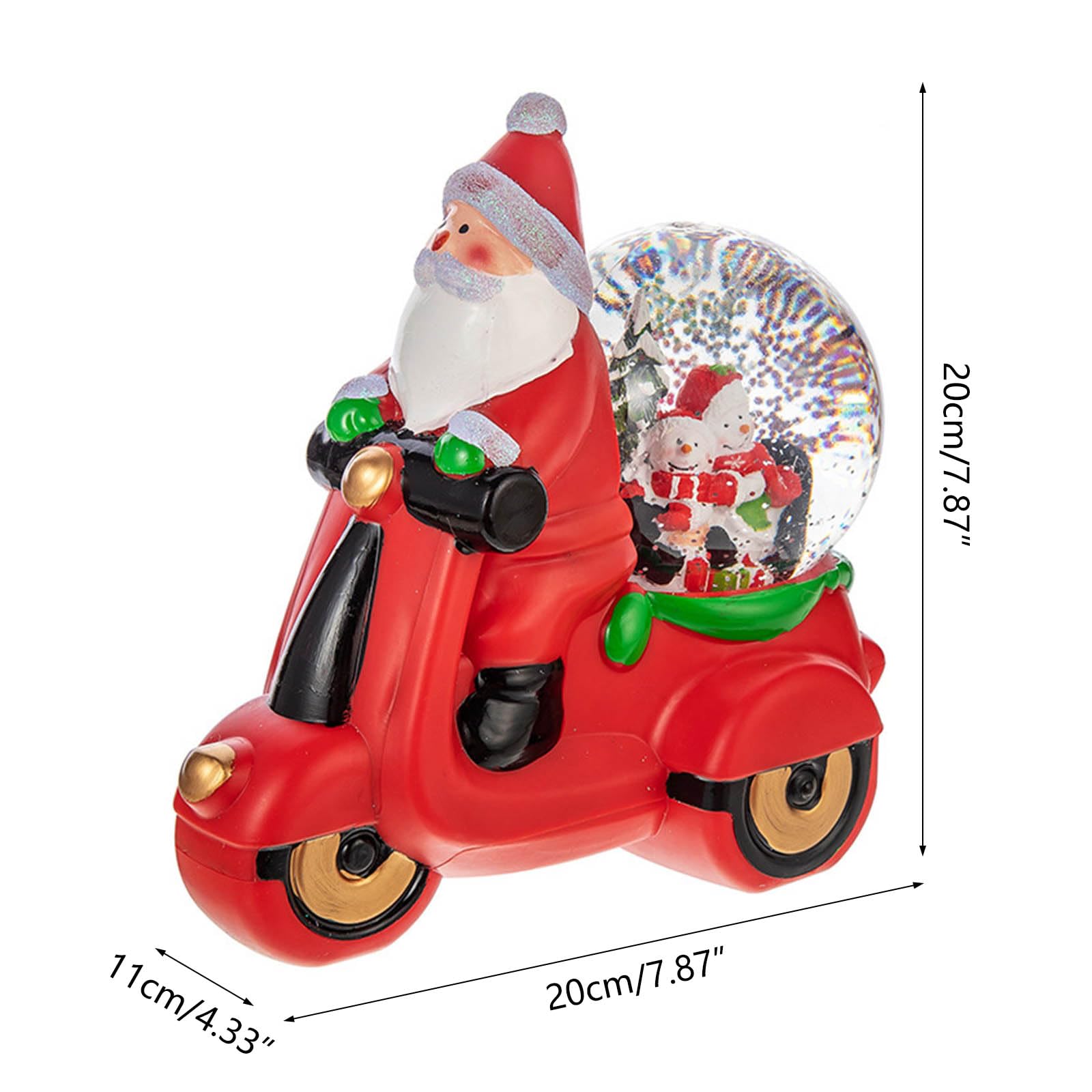 Festliche Motorrad-Weihnachtsmann-Weihnachts-Tischdekoration, Schnee-Effekt und motorisierte Action-Figuren, Motorrad, mit LED-Lichtern und Schnee, Spieluhr, Geschenk