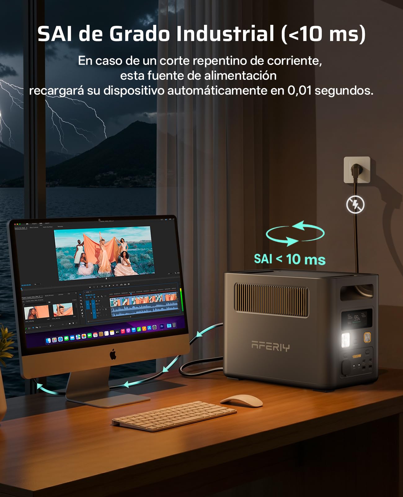 AFERIY Nomad P180 Pro Estación de Energía Portátil Capacidad Ampliable de 1a 5 kWh, （Envío en 3 días）1800W Batería LFP, 1H Carga Rápida, Uso como Generador Solar para Alimentación de Reserva en Casa