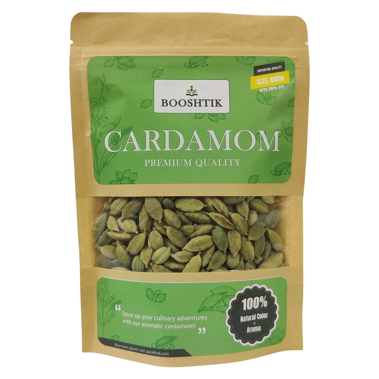 Booshtik Fresh and Green Cardamom/Elaichi - 8mm Bold Size (Pack of 1) (100, Grams) (B0DDKF2J8J) Amazon Price History, Amazon Price Tracker