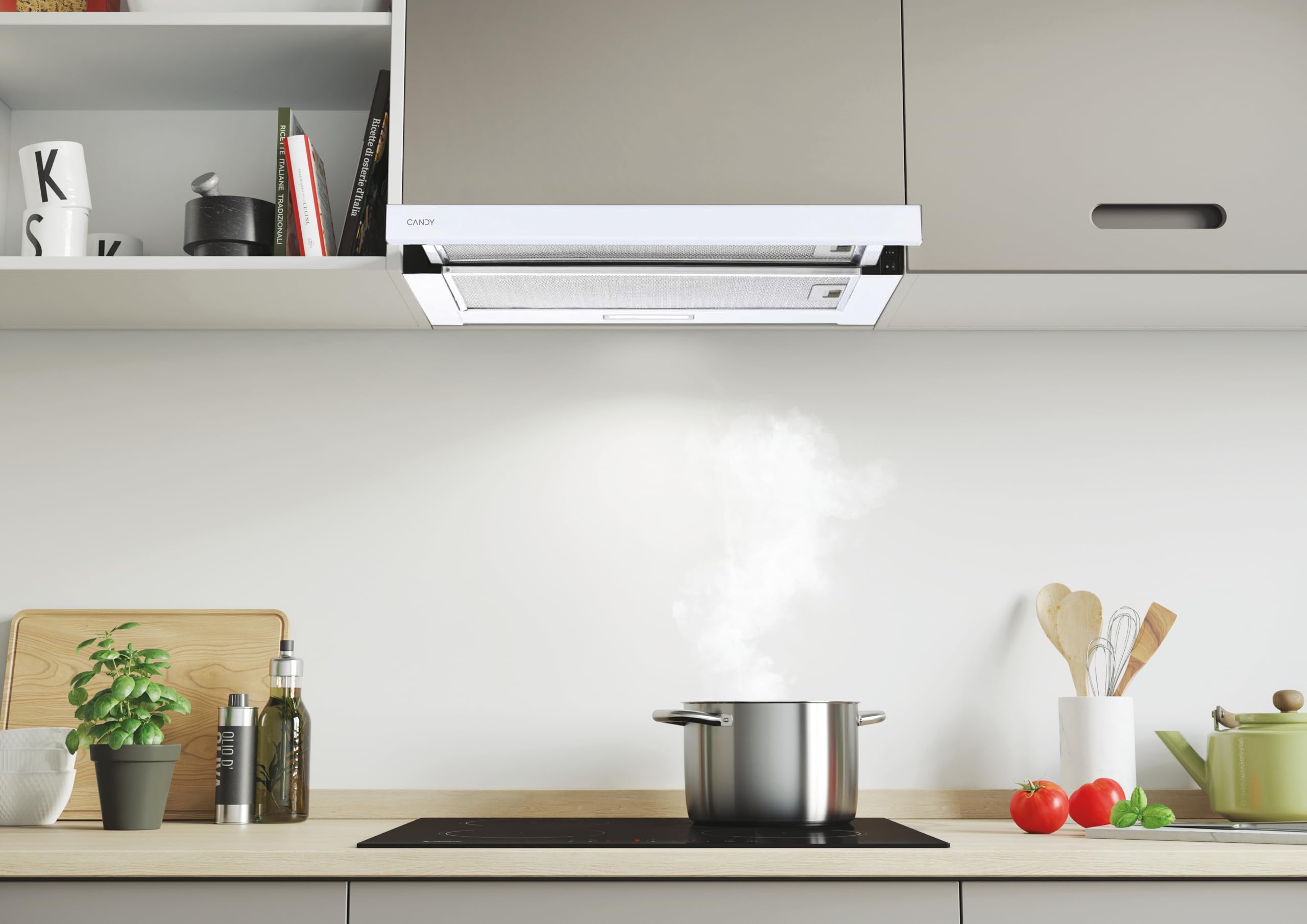 Candy CBT625/2W/1, okap teleskopowy 60 CM, 2 poziomy mocy, 332,1 M3/H, filtry węglowe, przeciwtłuszczowy panel aluminiowy, oświetlenie LED, 64 DB, stal nierdzewna