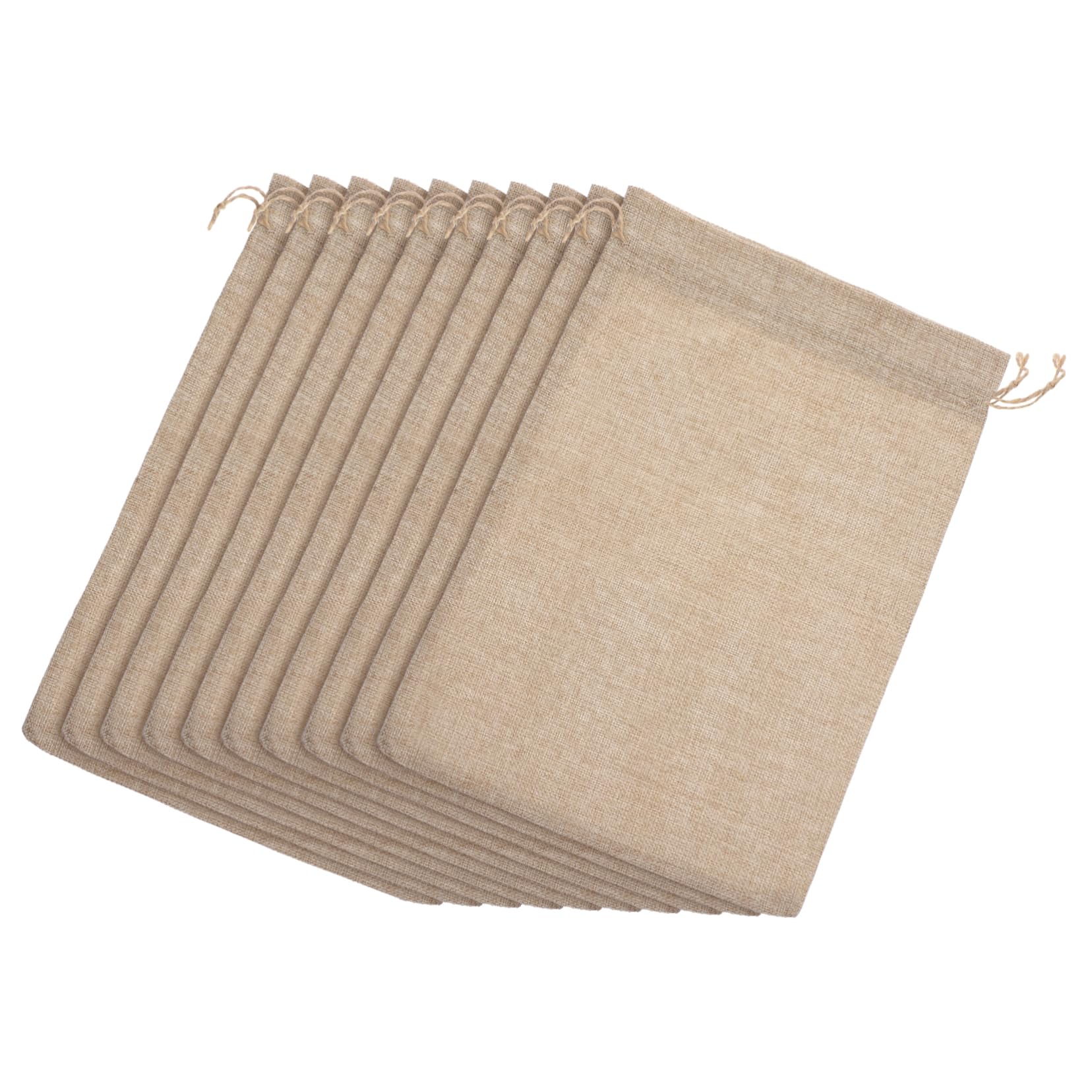 TOPPERFUN Sacchetti Regalo in Iuta Naturale Coulisse, 10 Pz 10x14 Pollici, Sacchetti per Bomboniere, Feste, Matrimoni, Natale, Capacità Generosa