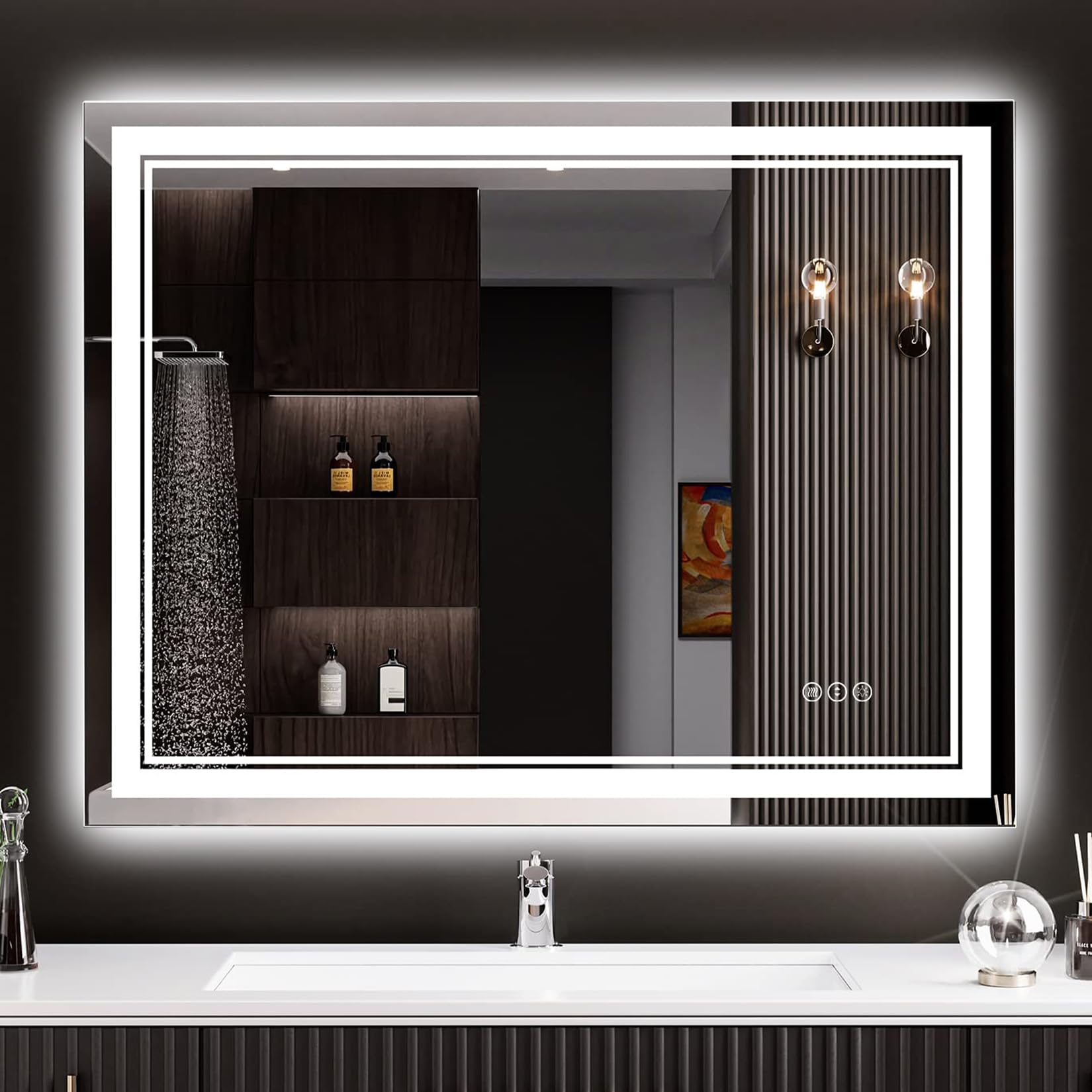 AWANDEE 36x30 LED Bathroom Mirror with Front and Backlit