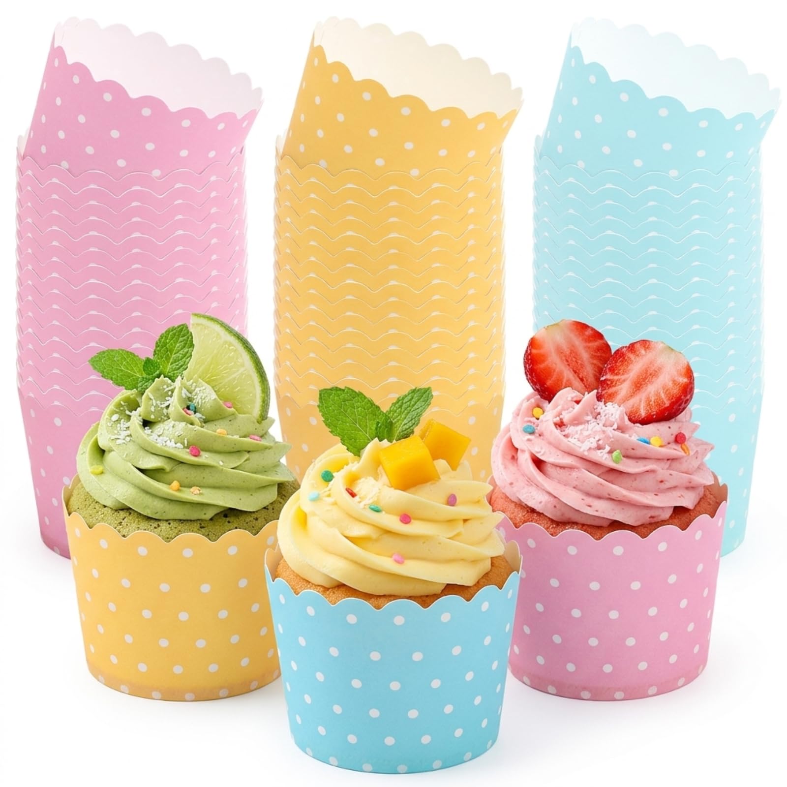 Mssushi 165 Pcs Mini Cupcake Cases, 3 Colors Muffin Cases for Baking, Greaseproof Baking Cups for Cake, Ice Cream, Dessert, Muffin Liners for Weddings, Christmas, Birthday