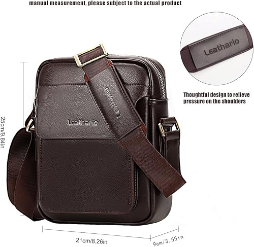 Miniatura 2 de Leathario Bolso cruzado de cuero para hombre, bolso de hombro para hombre, bolso de mensajero para trabajo, negocios, viaje