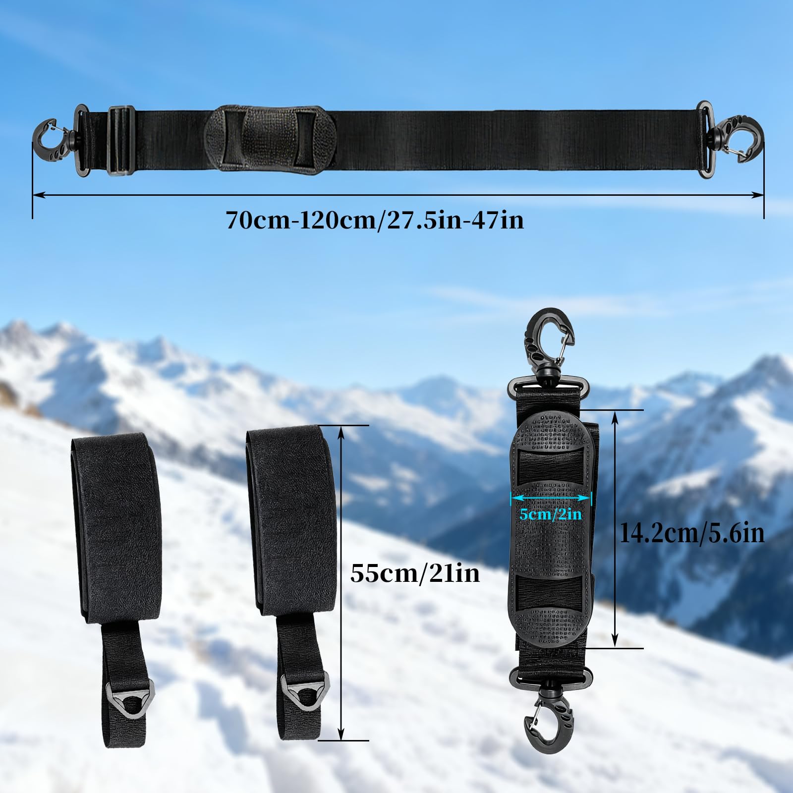 Sangle de Transport Réglable pour Ski, Bâton et Snowboard