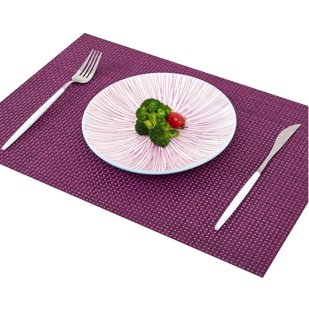 Addfun®Table Mats(Set of 6),Premium Washable High Quaity Non-Slip Insulation PVC Place Mats for Dinner Table,Purple
