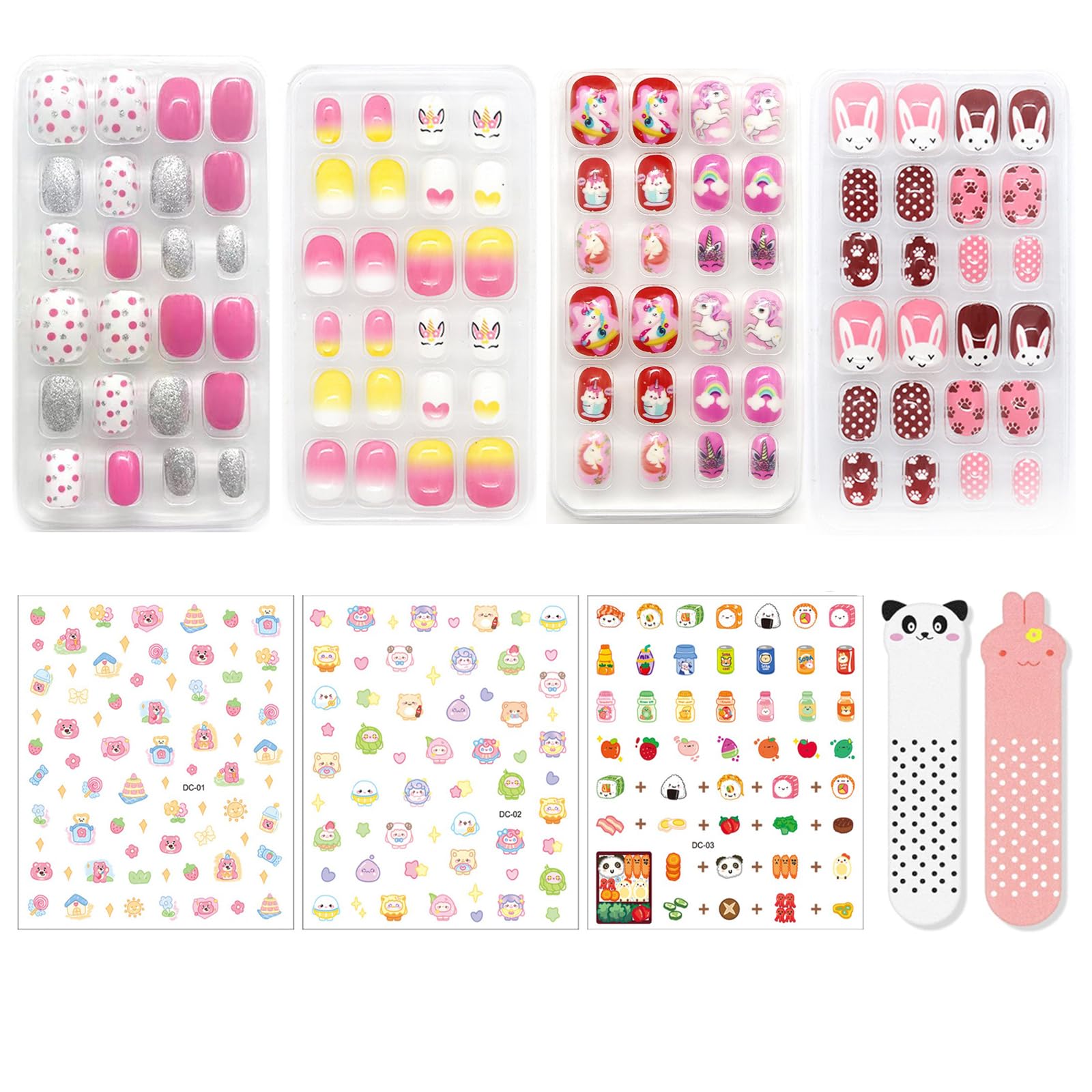 YWhalep Press on Nails Grils Kids Stick on Fake Nails, Artificial Kids Press on Nails Full Cover Short False Nails Children Nails Lovely Gift for Children Nail Decoration