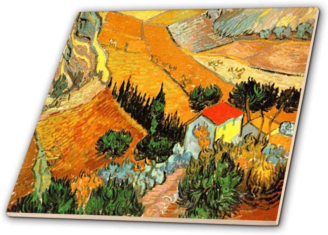 3dRose ct_48156_4 Van Gogh Landscape Ceramic Tile, 12-Inch : Home & Kitchen