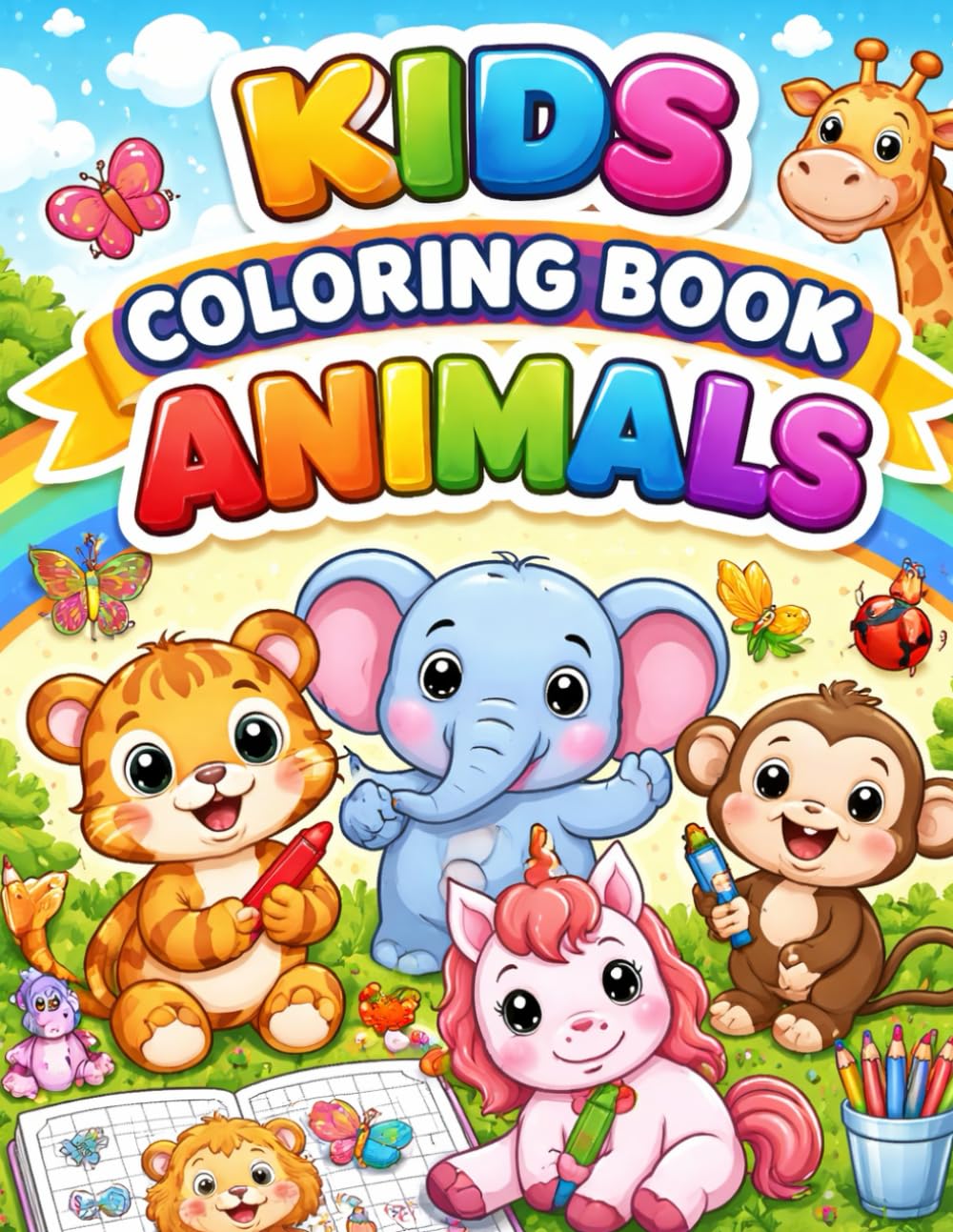 Animals Coloring Book for Kids Ages 3–6: Cute and Fun Animal Illustrations for Toddlers and Preschool Children