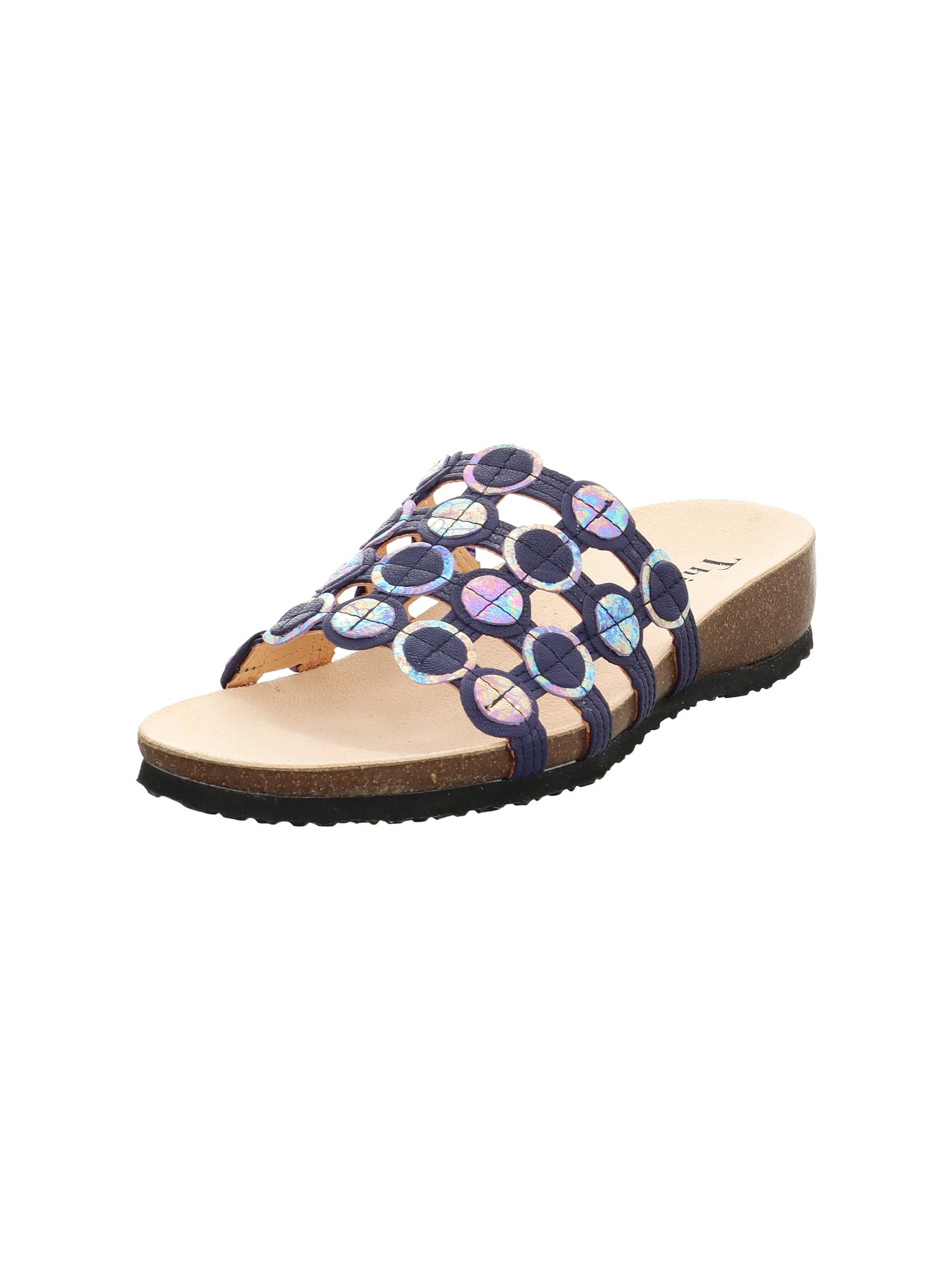 Think! Damen Julia chromfrei gegerbte nachhaltige Pantolette, Indigo/Kombi 8020
