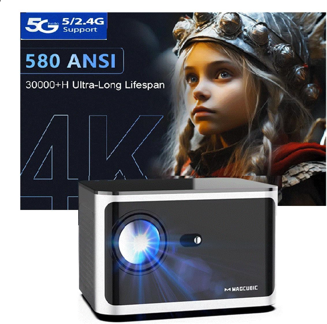 Projecteur Home cinéma HY350 Pro Android 14 4K Full HD 1080P WiFi 6 Commande vocale Allwinner H713 Mise au Point électronique BT5.0