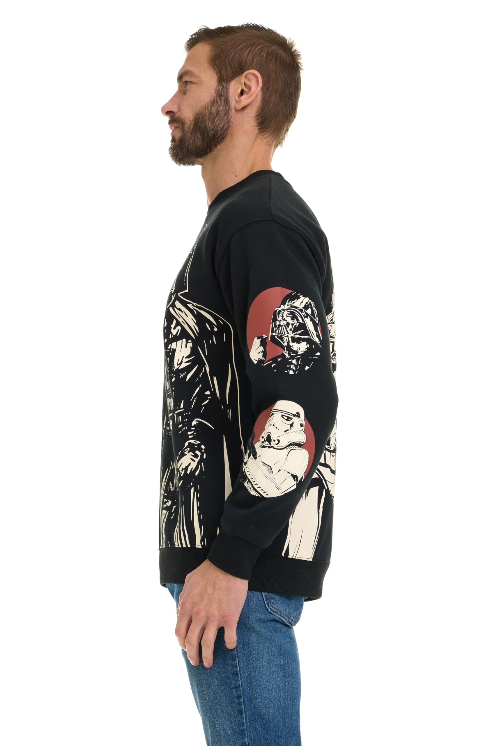 STAR WARS Felpa da uomo in pile con logo Darth Vader Stormtrooper con ricamo sul davanti e dietro