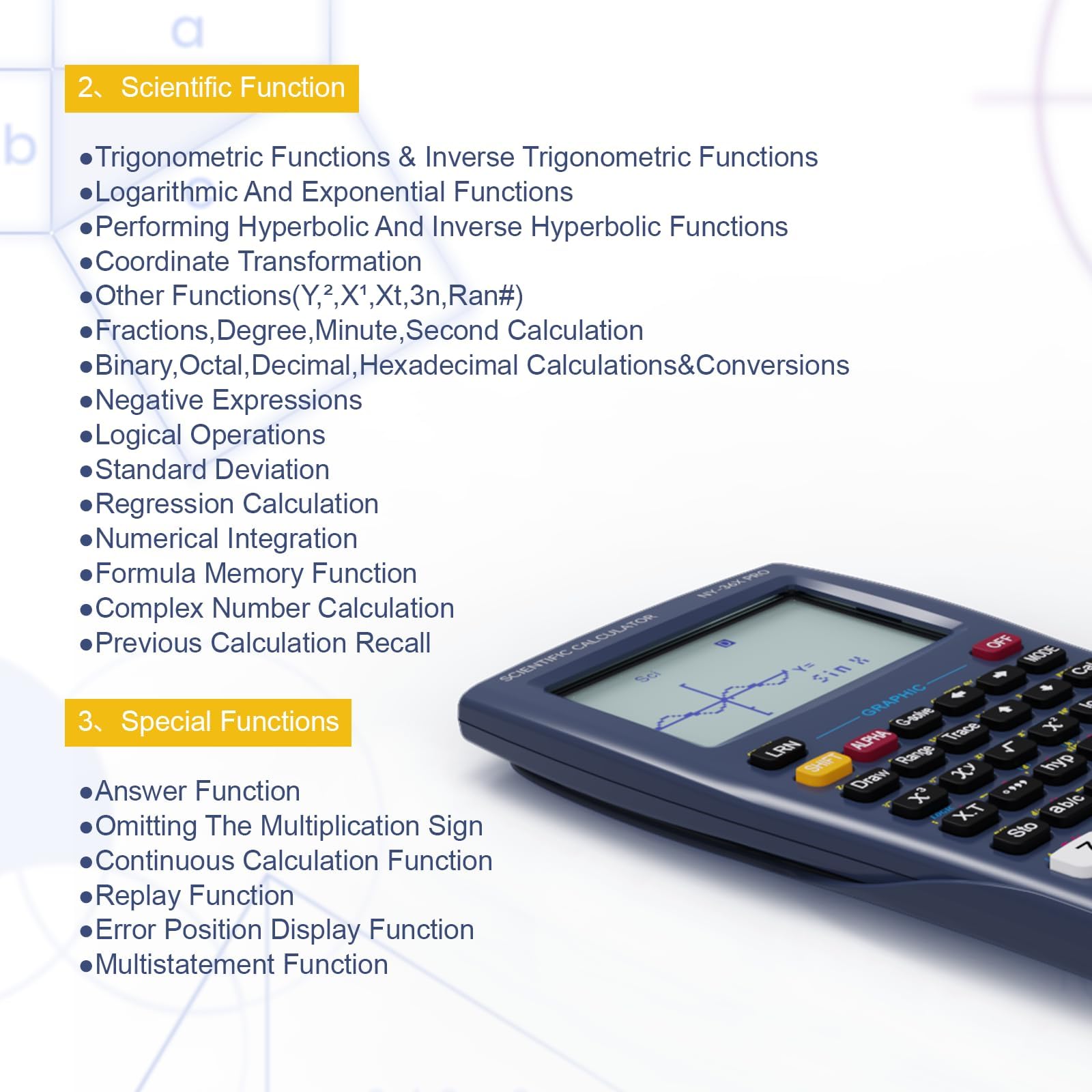 NEWYES Calculatrice Scientifique Graphique, Fonctions Graphiques, idéale pour Les Enseignants du collège et du lycée