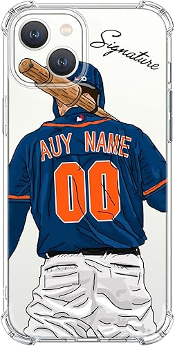 Funda de béisbol transparente con nombre y número personalizados para iPhone 17 Air 16 15 Pro Max 14 13 Mini 12 11 Xs Xr SE3 8 7 6 Plus, con 4