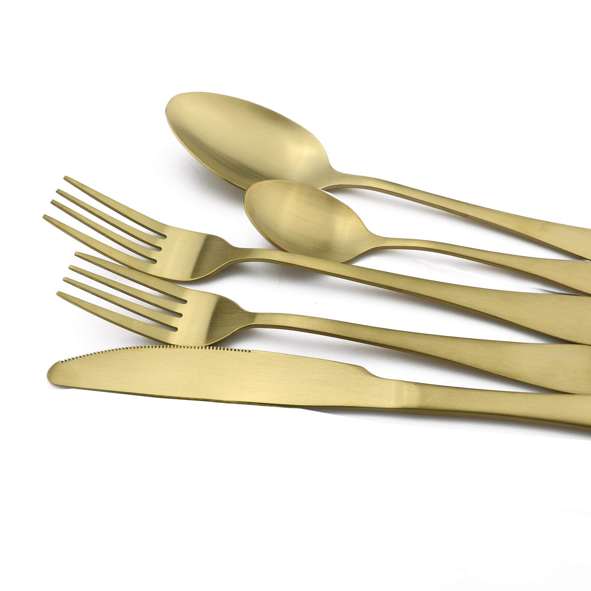 Besteck-Set, Edelstahl, matt, 20-teilig gold