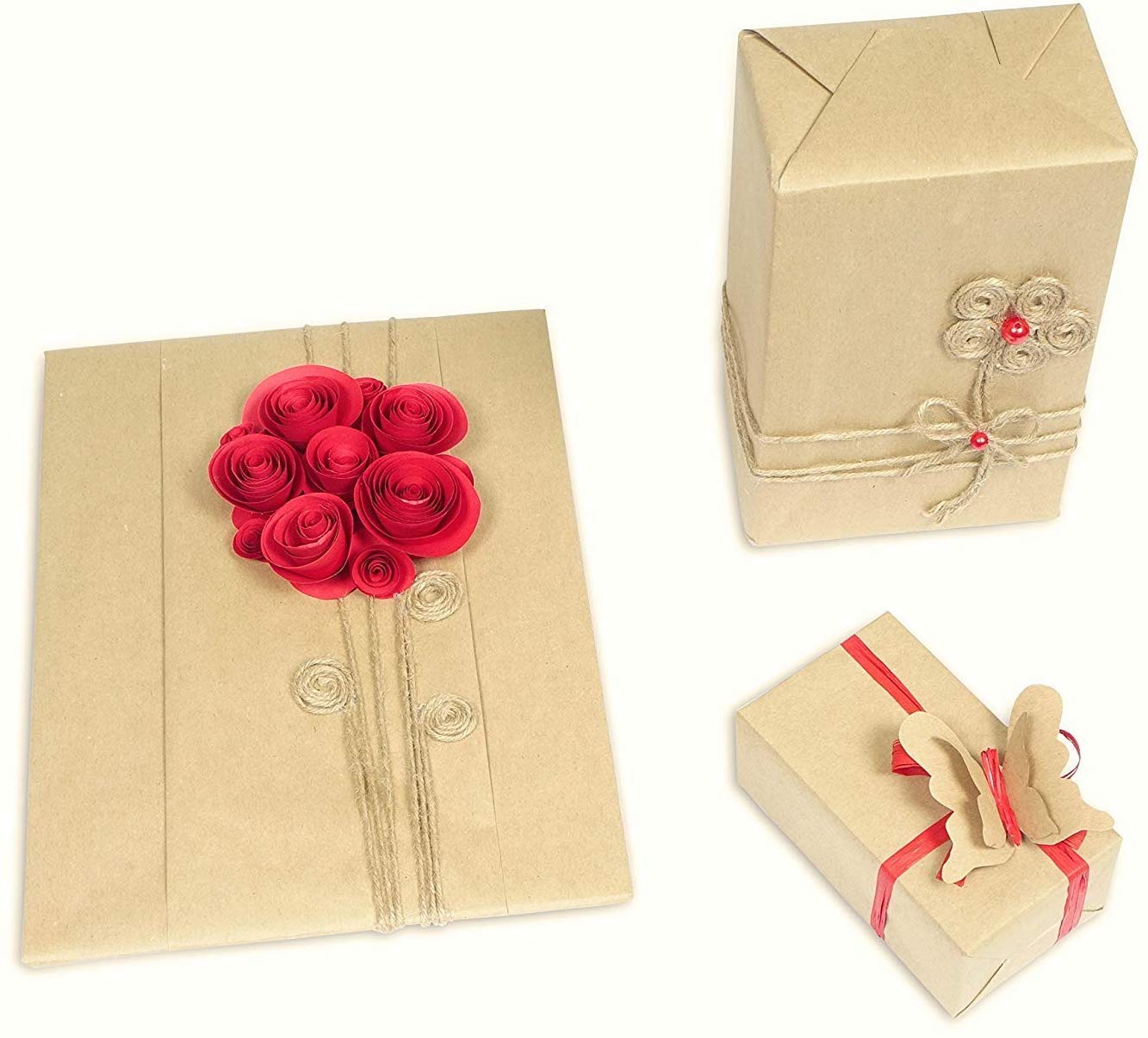 MM WILL CARE - WE WILL CARE YOUR PRODUCTS Arts Brown Jute Twine Kraft Paper Roll for Gift Wrapping (10 m) 3