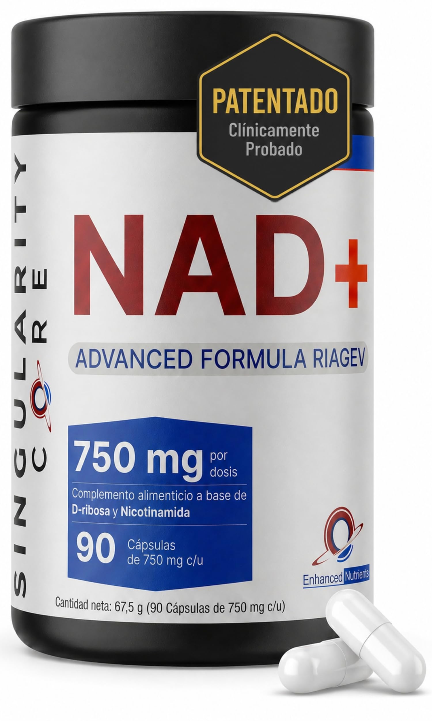 NAD+ Liposomal RiaGev 750mg - 3 meses - Alternativa Premium a NMN, NR, NADH y NAD Resveratrol Puro - Con Nicotinamida y D-Ribosa - Energía, Enfoque y Recuperación Celular