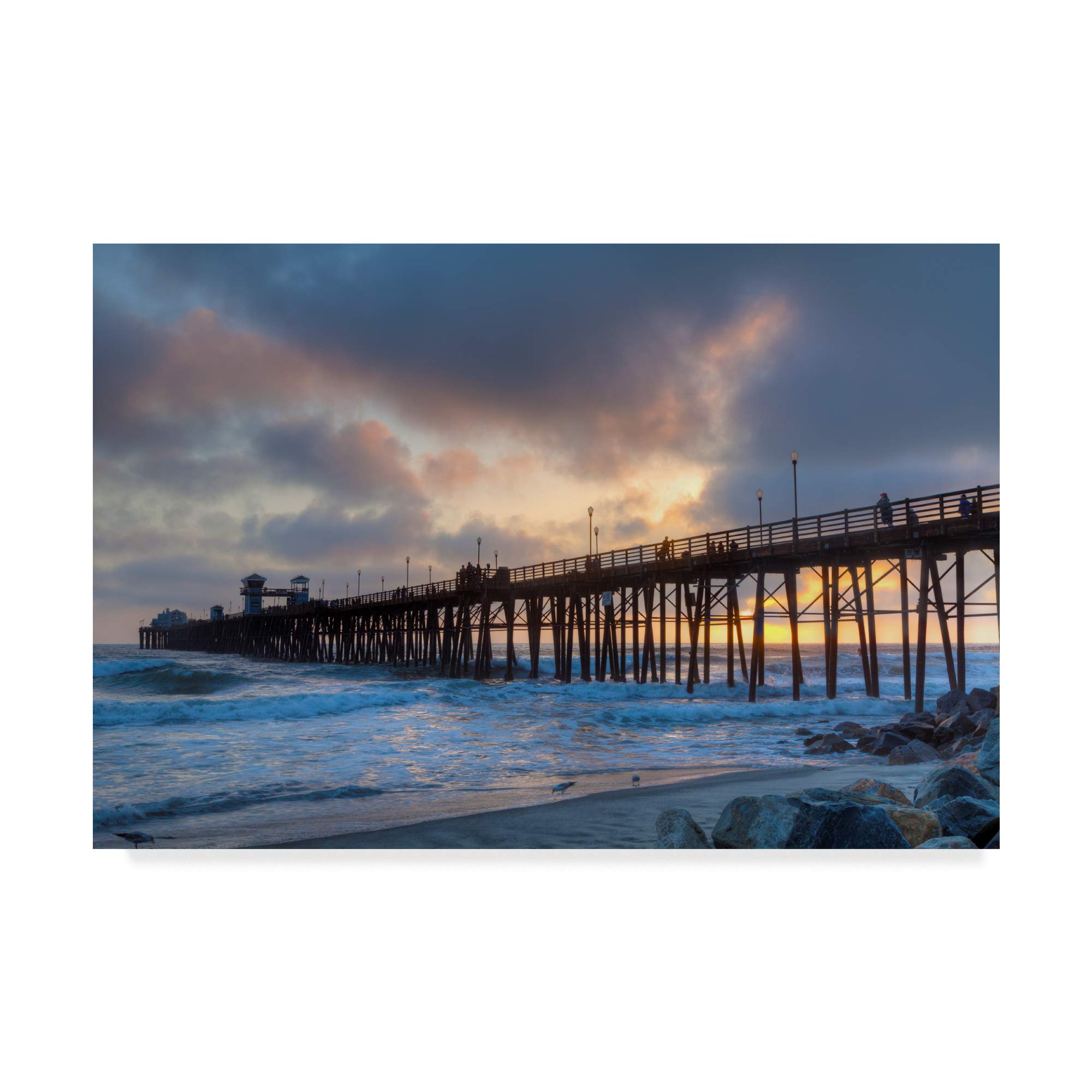 プリントw/フレーム【Colorfornia beautiful ocean】 Amazon.com: Trademark Fine Art Sunset Through Oceanside Pier