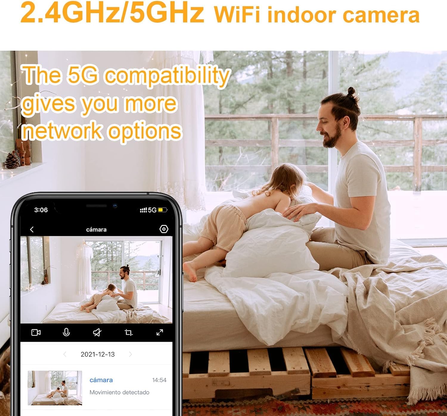ANTELA IP-camera, 2,4GHz/5GHz Wifi FHD 1080p Camera, 355°/90° Draaibaar, Nachtzicht, Bewegingsdetectie, Bidirectionele Audio voor Baby en Huisdier, Compatibel met Alexa Google Home ANTELA IP-camera, 2,4GHz/5GHz Wifi FHD 1080p Camera, 355°/90° Draaibaar, Nachtzicht, Bewegingsdetectie, Bidirectionele Audio voor Baby en Huisdier, Compatibel met Alexa Google Home
