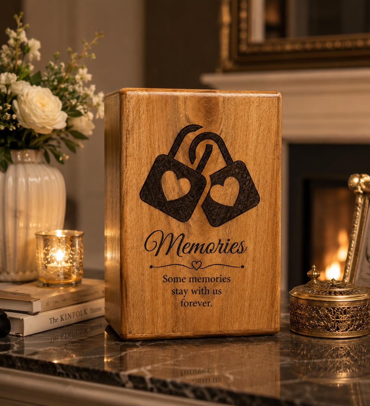 Urna commemorativa in legno personalizzata per ceneri umane, urna commemorativa a forma di cuore, urna commemorativa con incisione personalizzata, scatola dei ricordi in legno fatta a mano