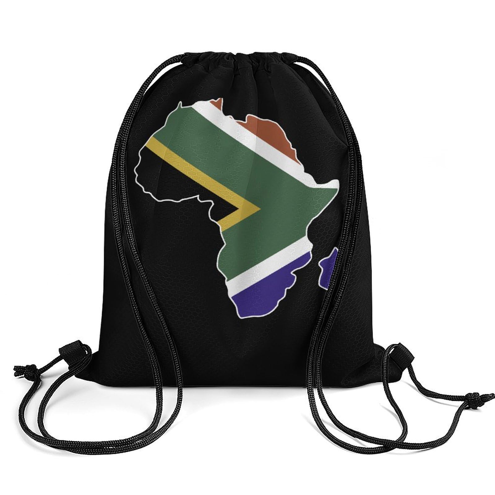 South Africa Flag Africa Map Drawstring Backpack Durable Sport Gym Bags Daypack for Men Women 35 * 42cm