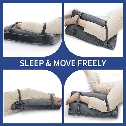 Miniatura 6 de HOMBYS Almohada de rodilla de espuma viscoelástica triturada para personas que duermen de lado, almohadas entre y debajo de las piernas para dormir