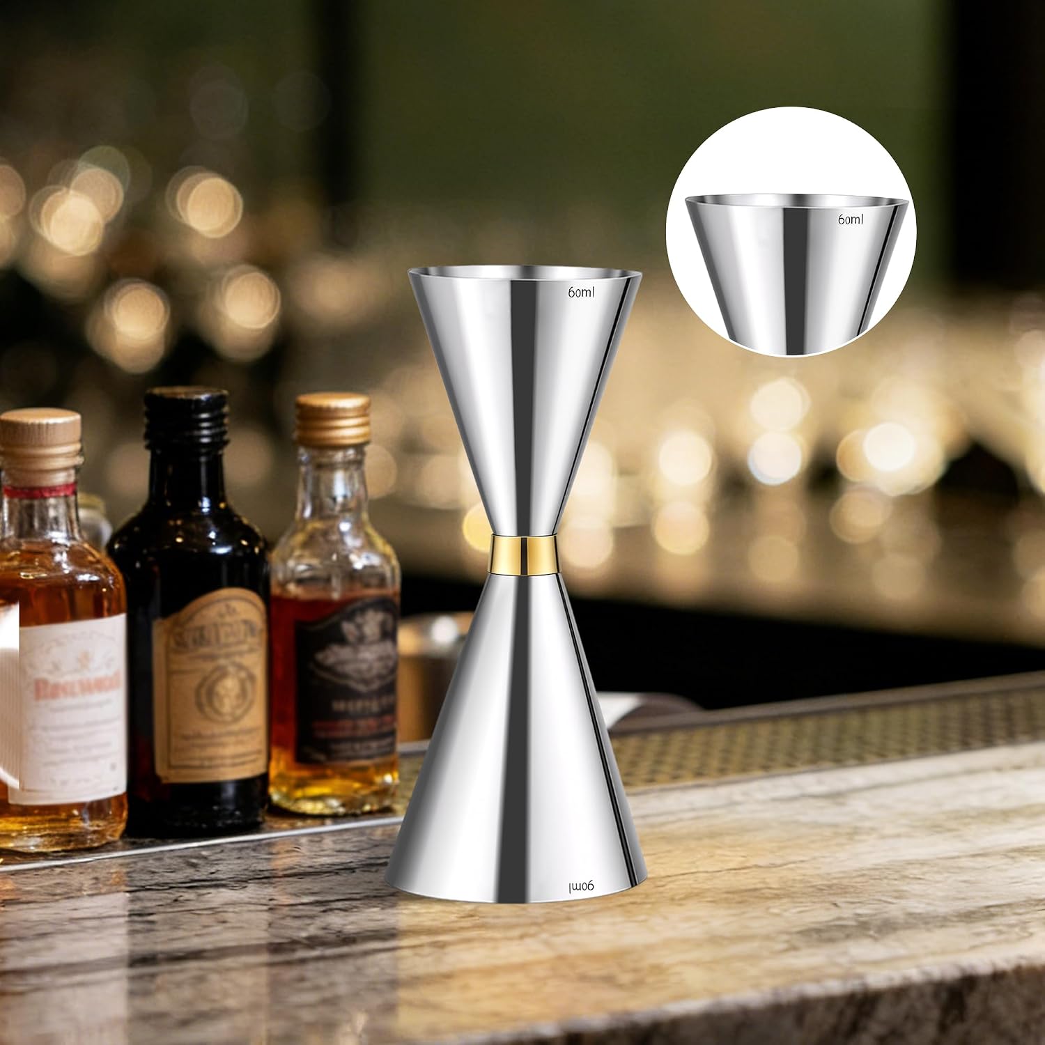 304 Stainless Steel Double Jigger, 60ml/90ml
