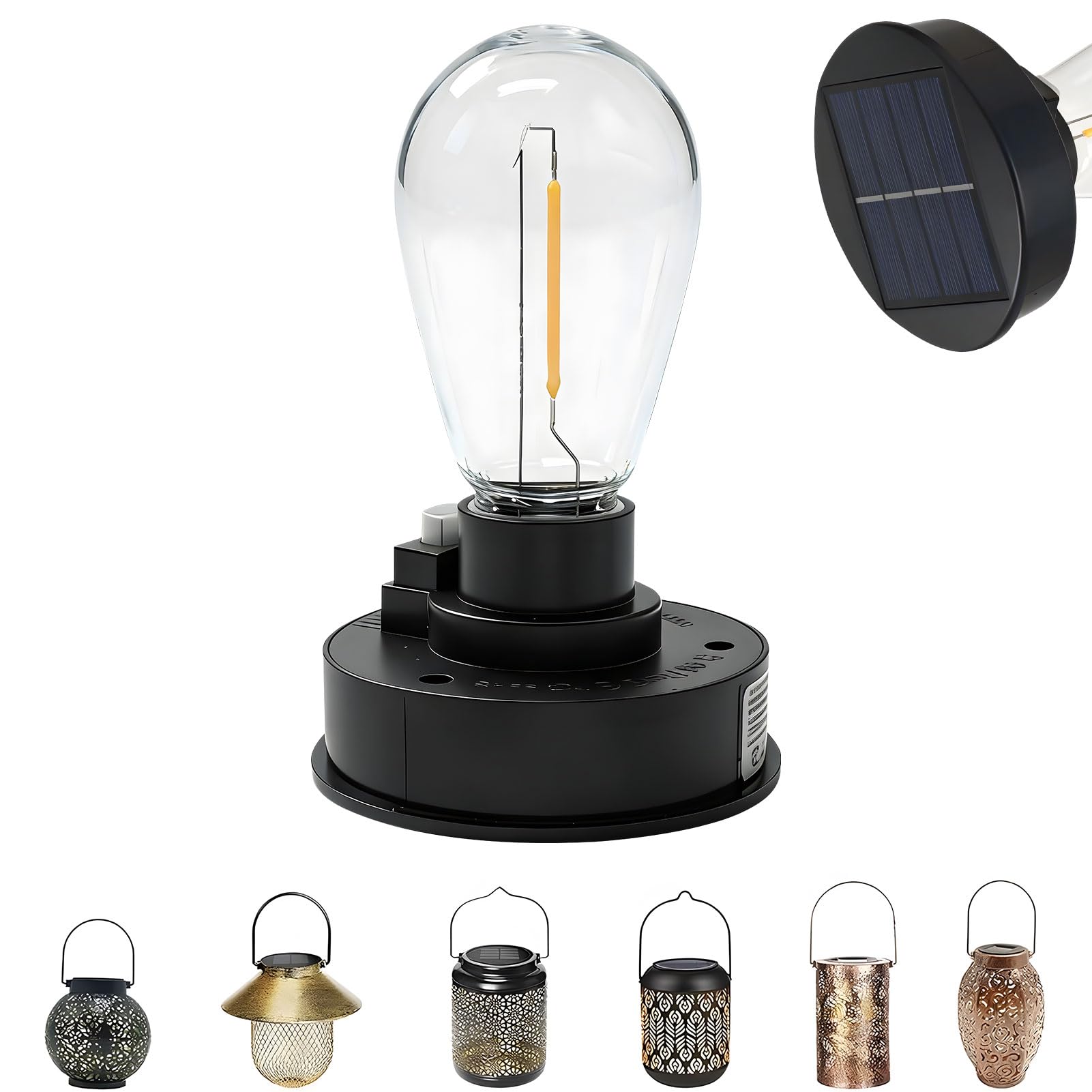 Garden Decoration Solar Lights Replacement Parts 8 cm, Solar Light Bulb Outdoor, Solar Lights Replacement Top with Bright LED Bulb, Replacement Lid Solar Panel for Solar Lamps Solar Lantern Garden