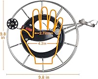 Vista 2 de Carrete de cometa de acero inoxidable de metal con freno, 11.2 pulgadas de diámetro, bloqueo de seguridad y conectores de línea de rodamientos, guía