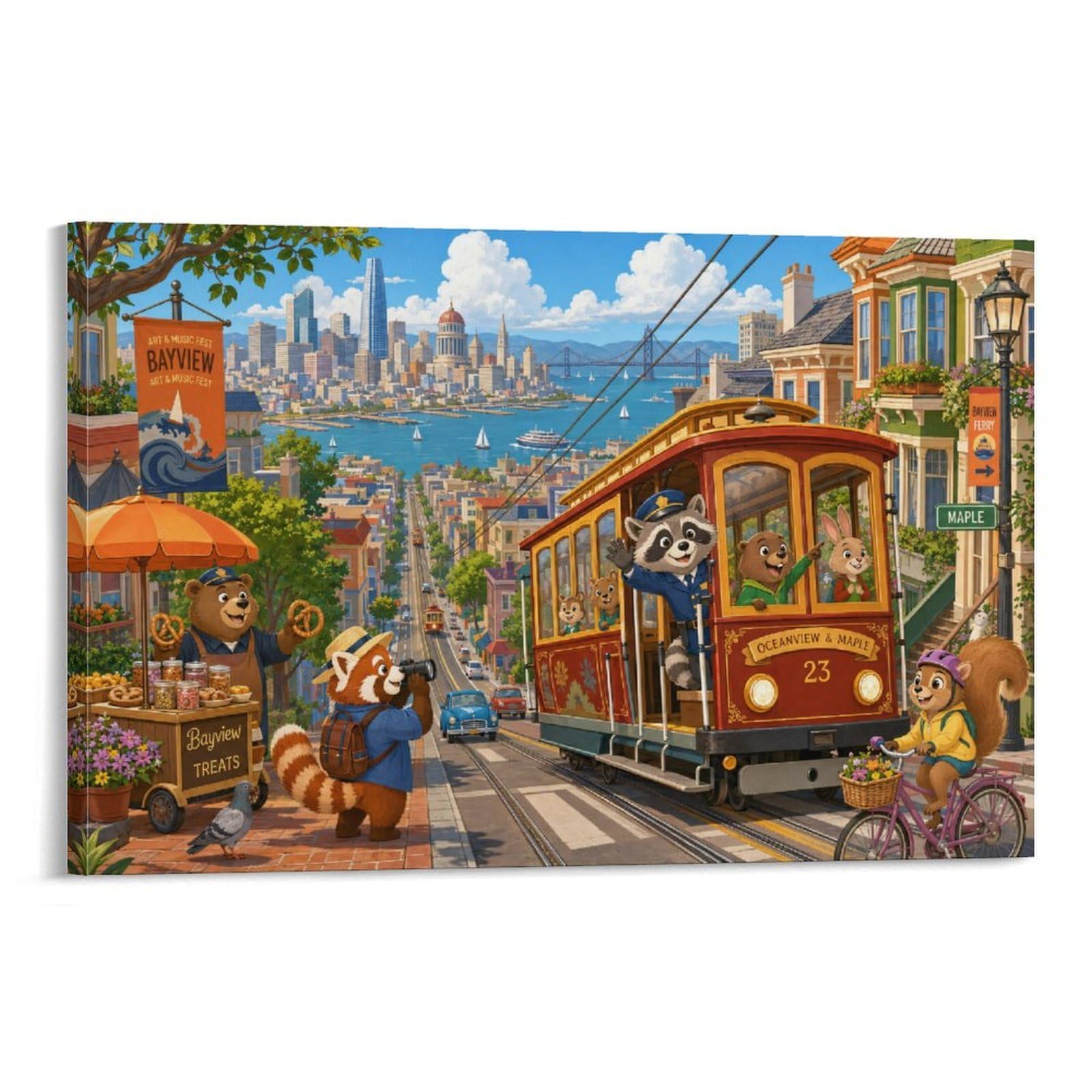 GPMNBCXZK San Francisco Hyde Street Canvas Prints HD Wall Art California Modern Artwork Poster Decor for Living Room, Home, Office, Dining Room Decorations, Gift 20x30inch(50x75cm)