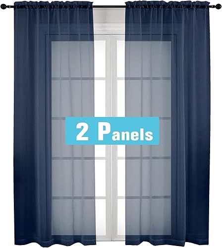 Miniatura 124 de OVZME 2 paneles de cortina traslúcidas para ventana, 96 pulgadas de largo, para dormitorio, diseño de bolsillo superior para cortinero, tratamiento