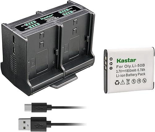Kastar 1-Pack Battery and Quadruple Charger Compatible with Pentax D-Li92, Optio WG-10, Optio WG-20, Optio WG-30, Optio WG-40, Optio WG-50, Optio