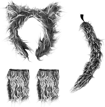 Wolf Costume Accessory Set - Animal Costume for Cosplay Dress Up Halloween Plays Fun Cute Ears Tail Paws
