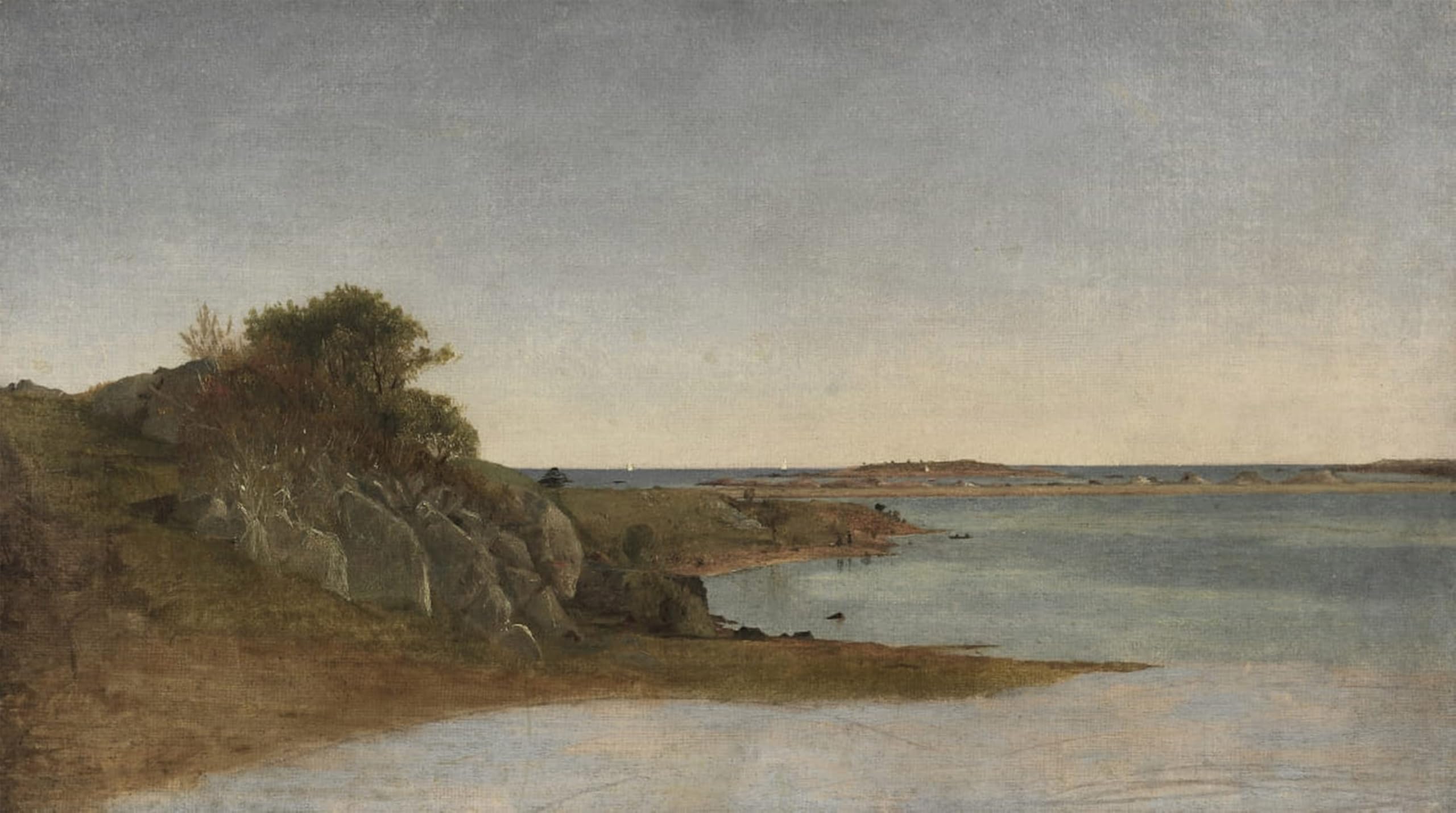 POSTERIIk Famous Modern Artwork Art Mural View Near Newport by Frederick Kensett Oil Paintings Pictures for Home Decor 60x90cm