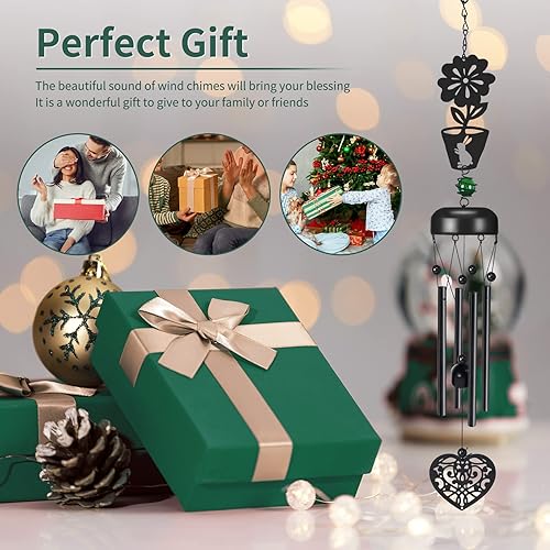 Miniatura 4 de Campanillas de viento de metal de 28 pulgadas, campanillas de viento para exteriores, regalo conmemorativo por pérdida de un ser querido,