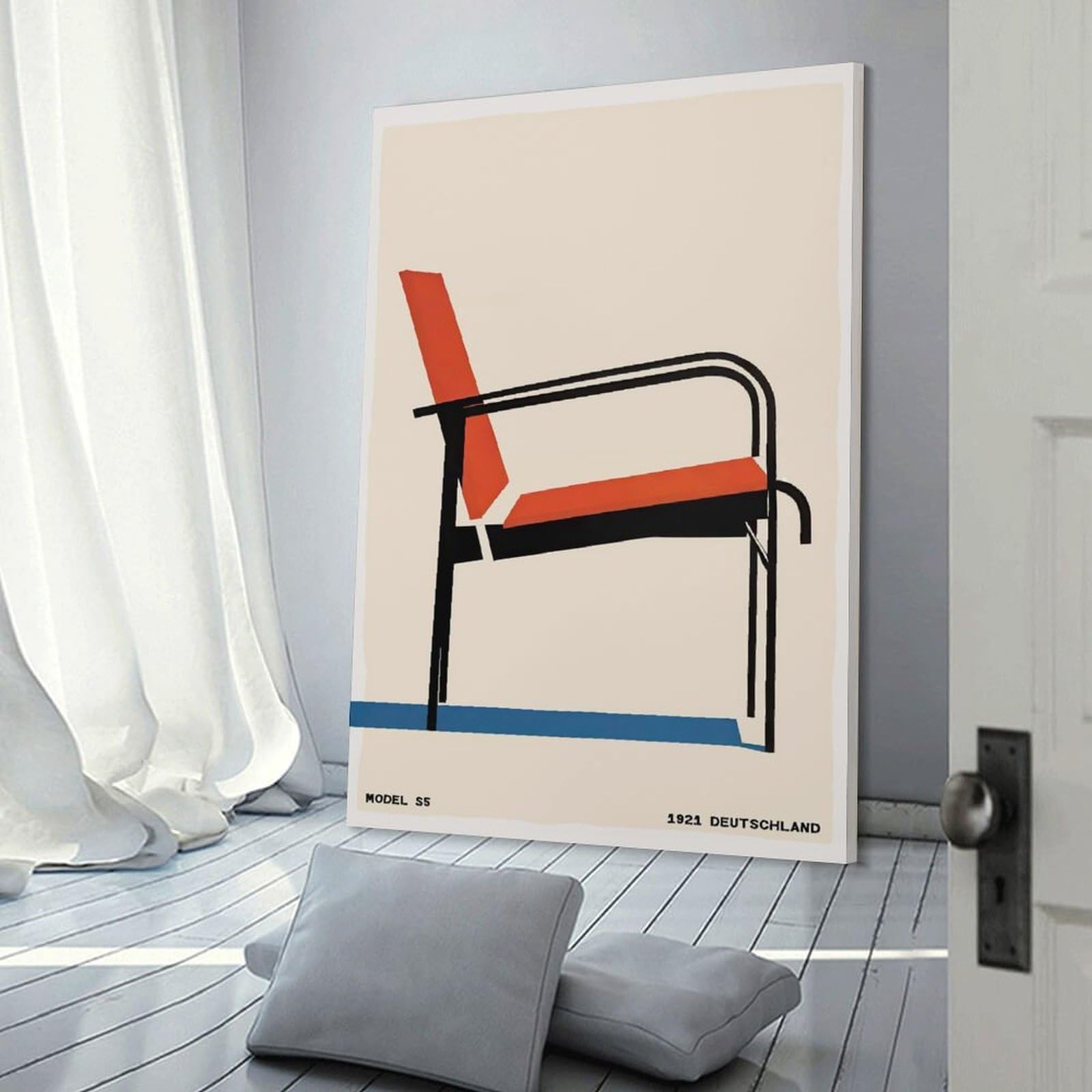 Junmoney Canvas Art Print Bauhaus Chair, 08x12inch(20x30cm), for Office, Study Or Home Workspace, Home Office Artwork with Decorative Appeal